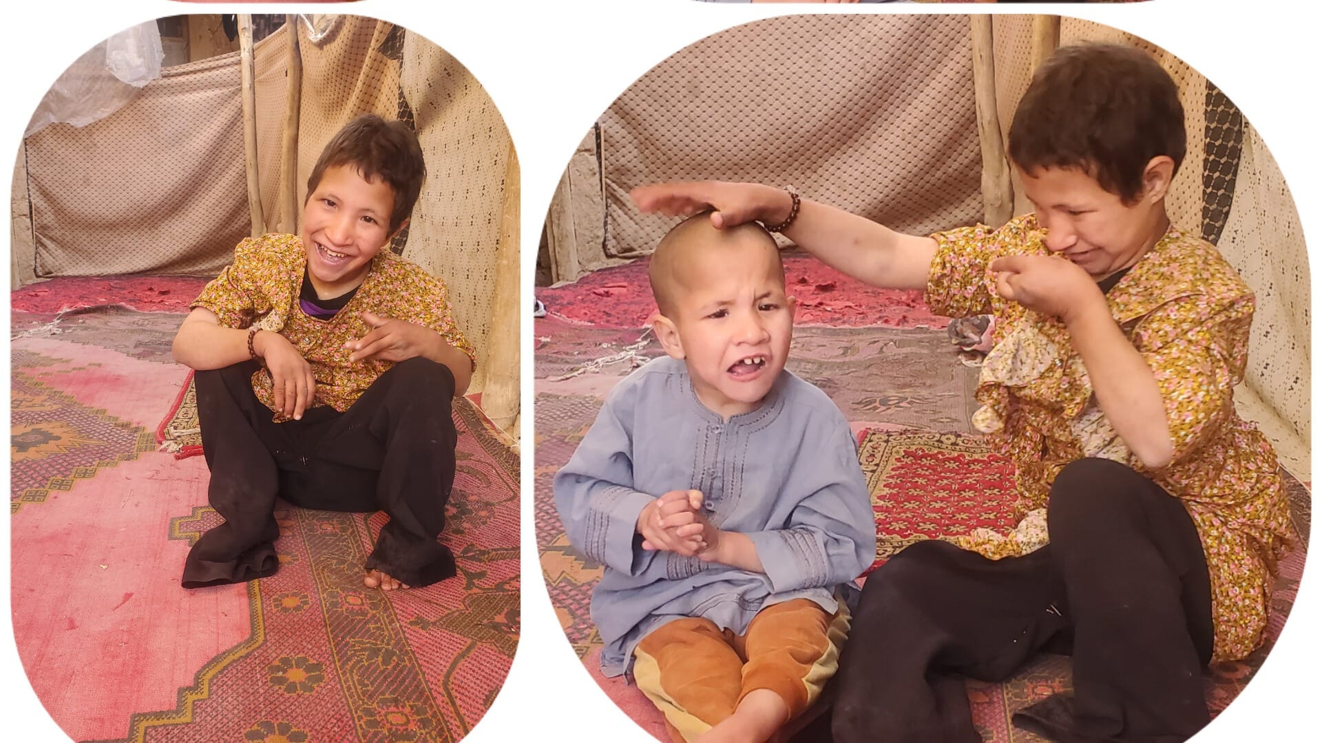 Helping two disabled young people. 2