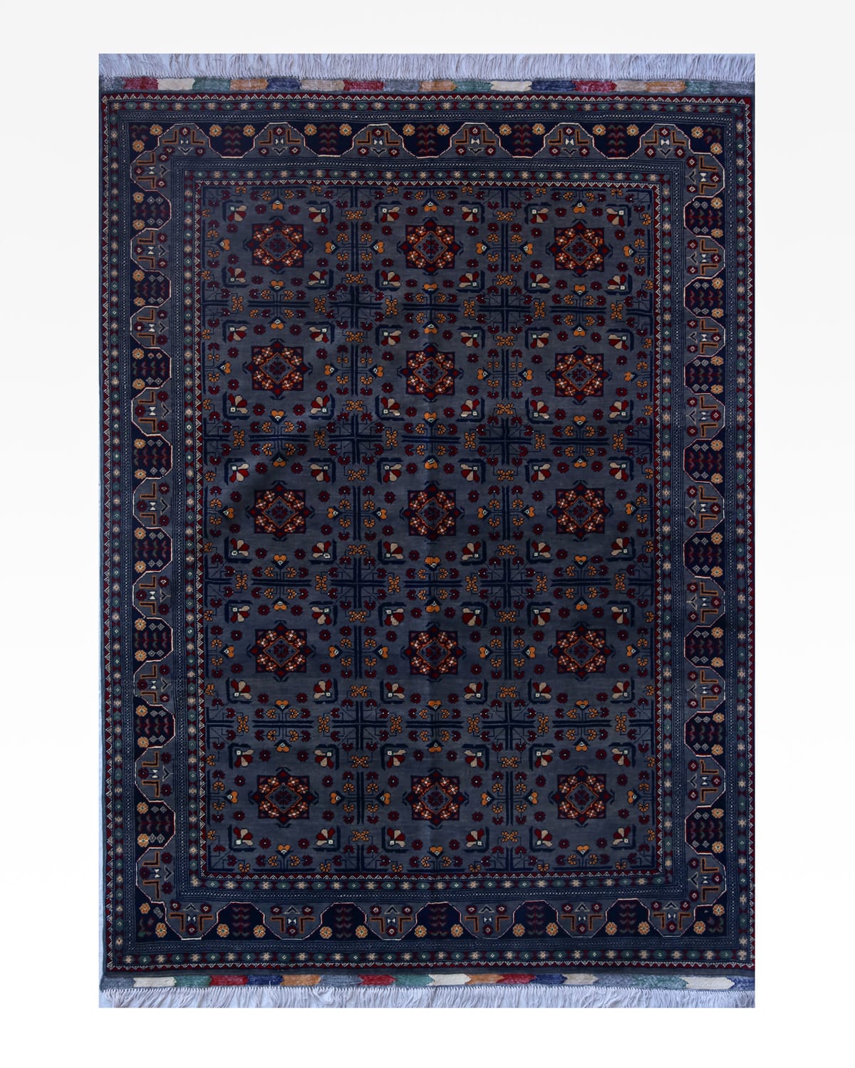 Afghani Rug - Steel Gray Provincial Wool