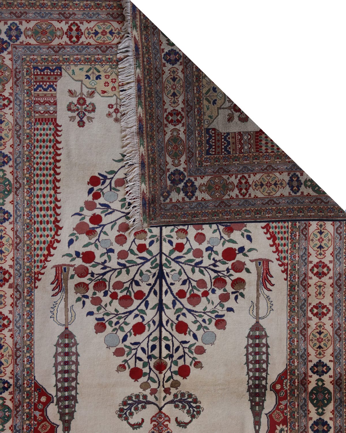 Carpet Afghani Pomegranate Tree Carpet 9.8 × 7.5 feet.