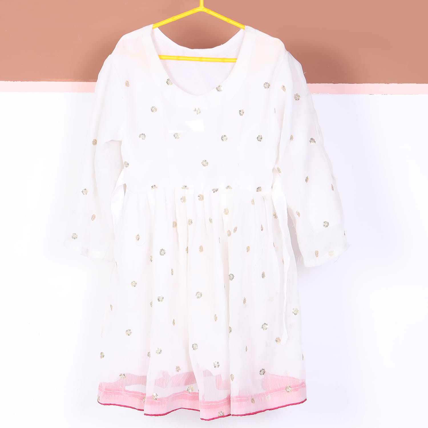 White Embroidered Party Dress for Girls 