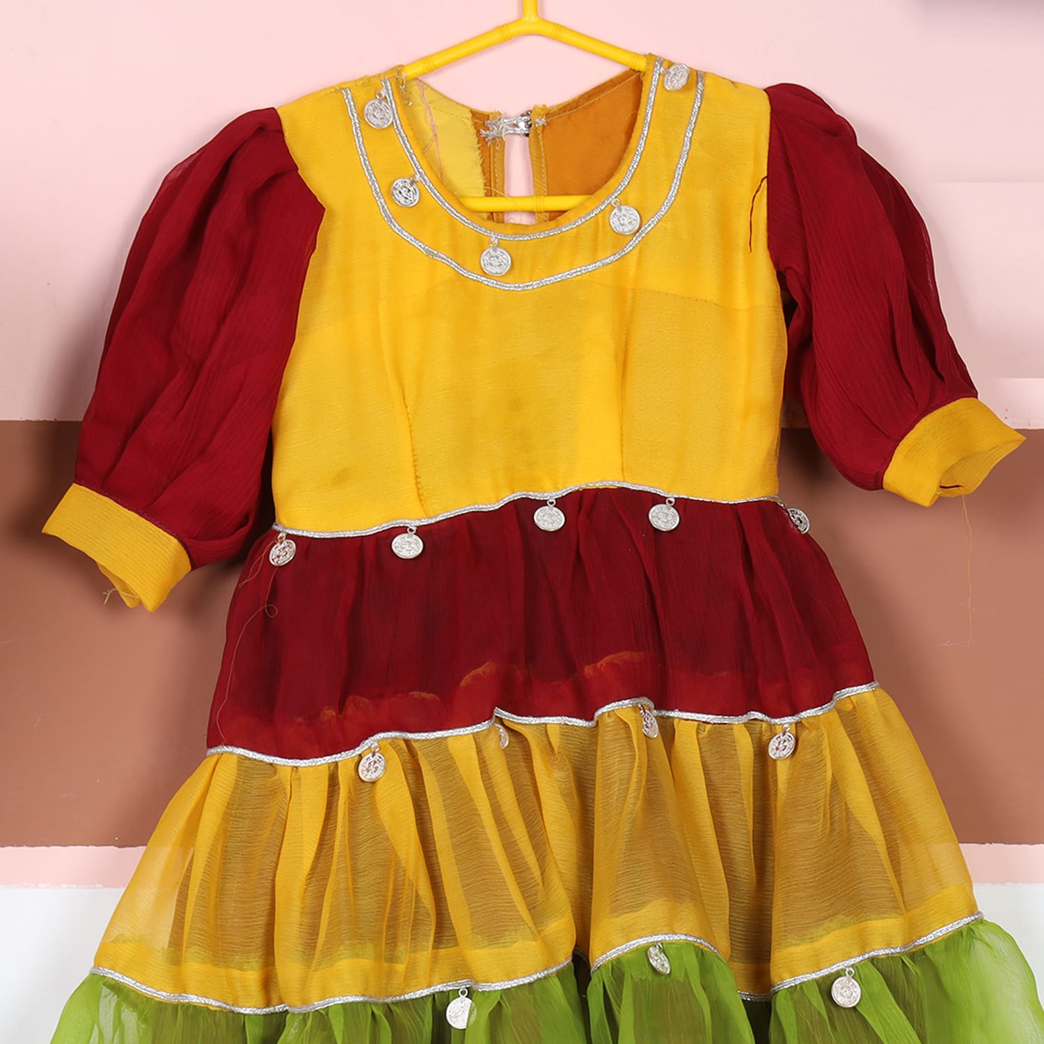 Multicolor Layered Traditional Girl’s Frock 