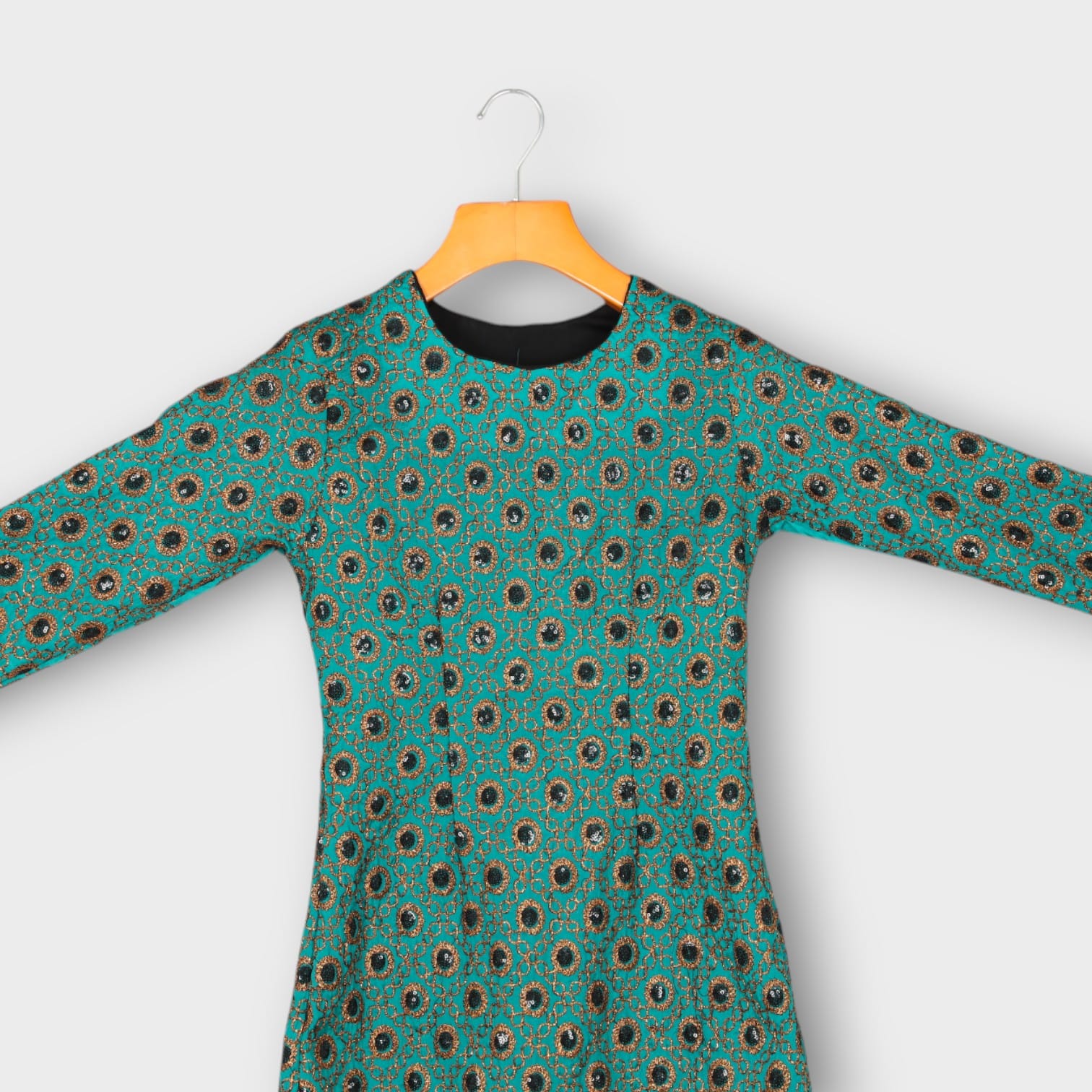 Turquoise Floral Printed Casual Dress for Girls