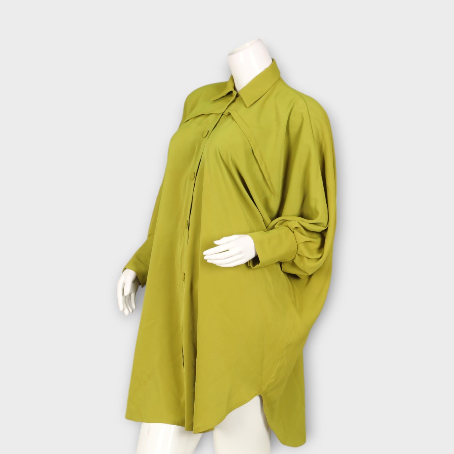 Olive Green Oversized Button-Down Shirt Dress