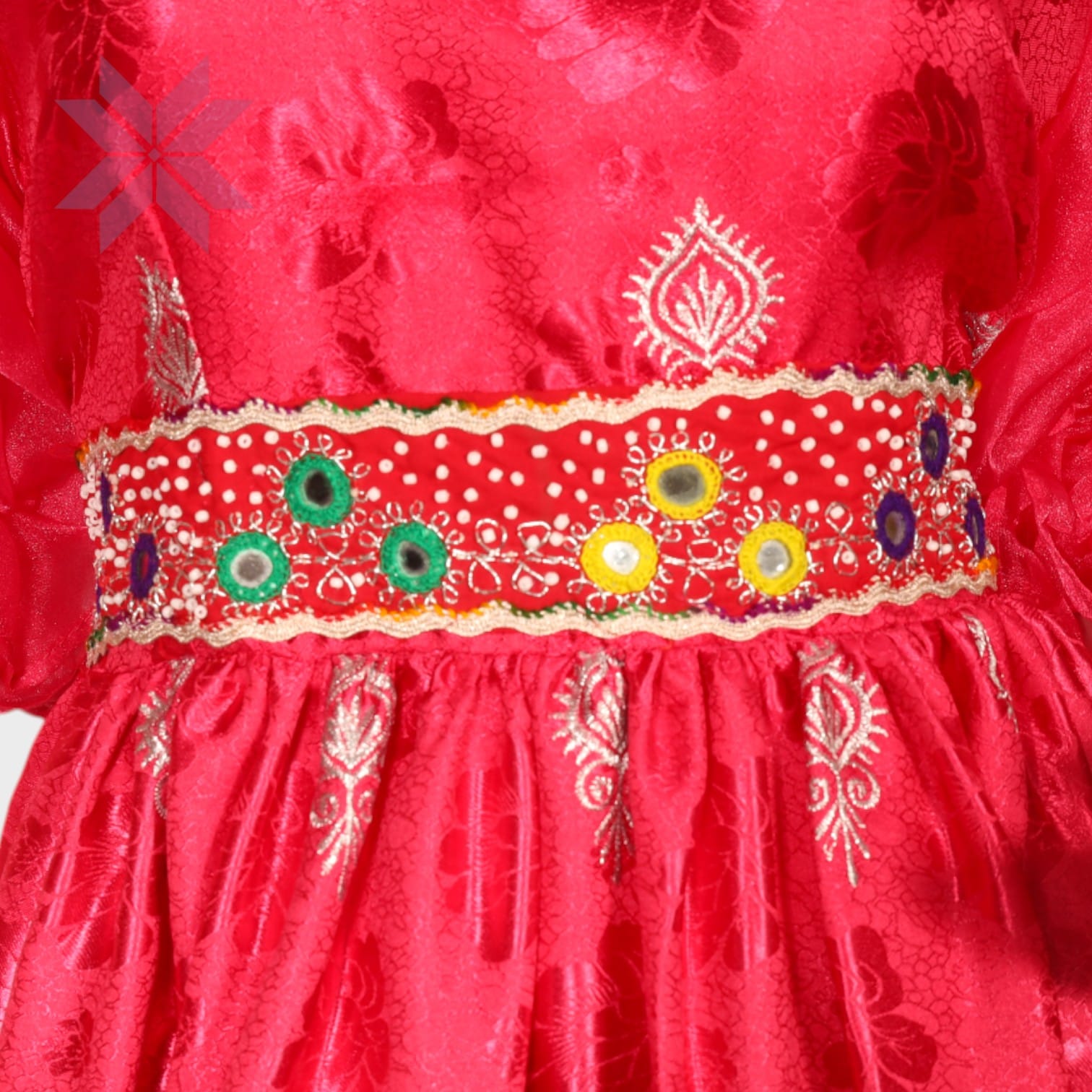  Pink and Green Traditional Afghani Dress