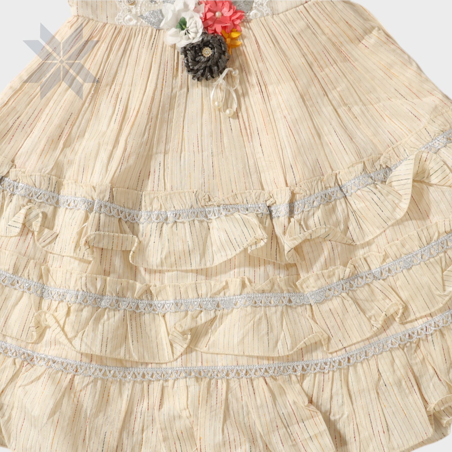 Lina Ruffled Ivory Party Dress for Girls