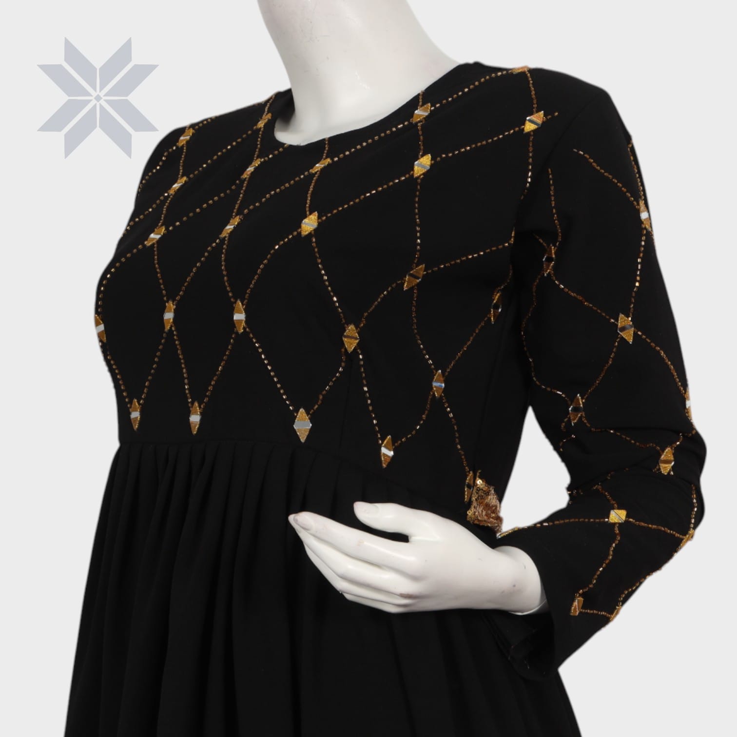 Noir Elegance Diamond Stitch Dress