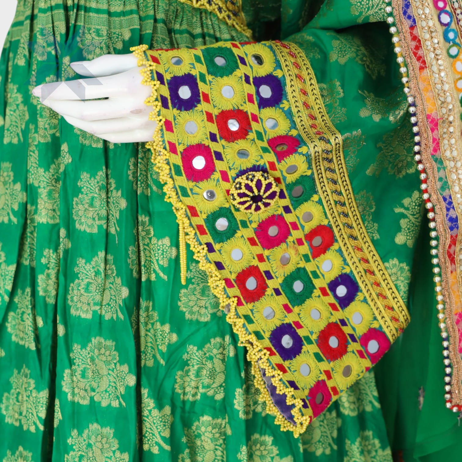 Gulbahar Green Embroidered Dress Set