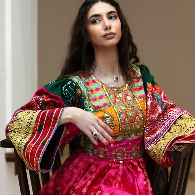 Pink Vintage Gand Sleeves, Banarasi Dress