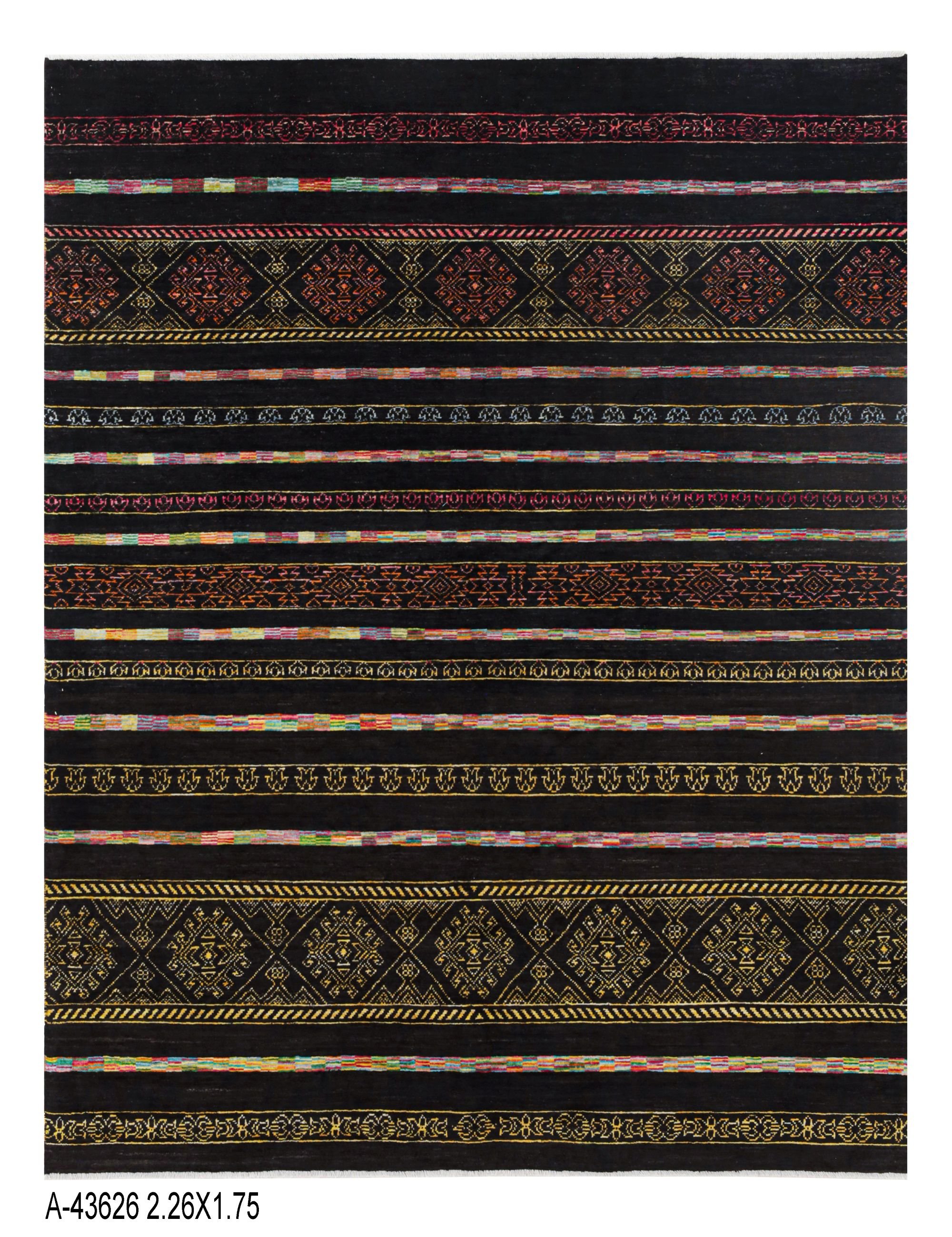 Handmade Dark Khorjin Afghan Knot Carpet - Original, Authentic, Natural Rug for Home Décor