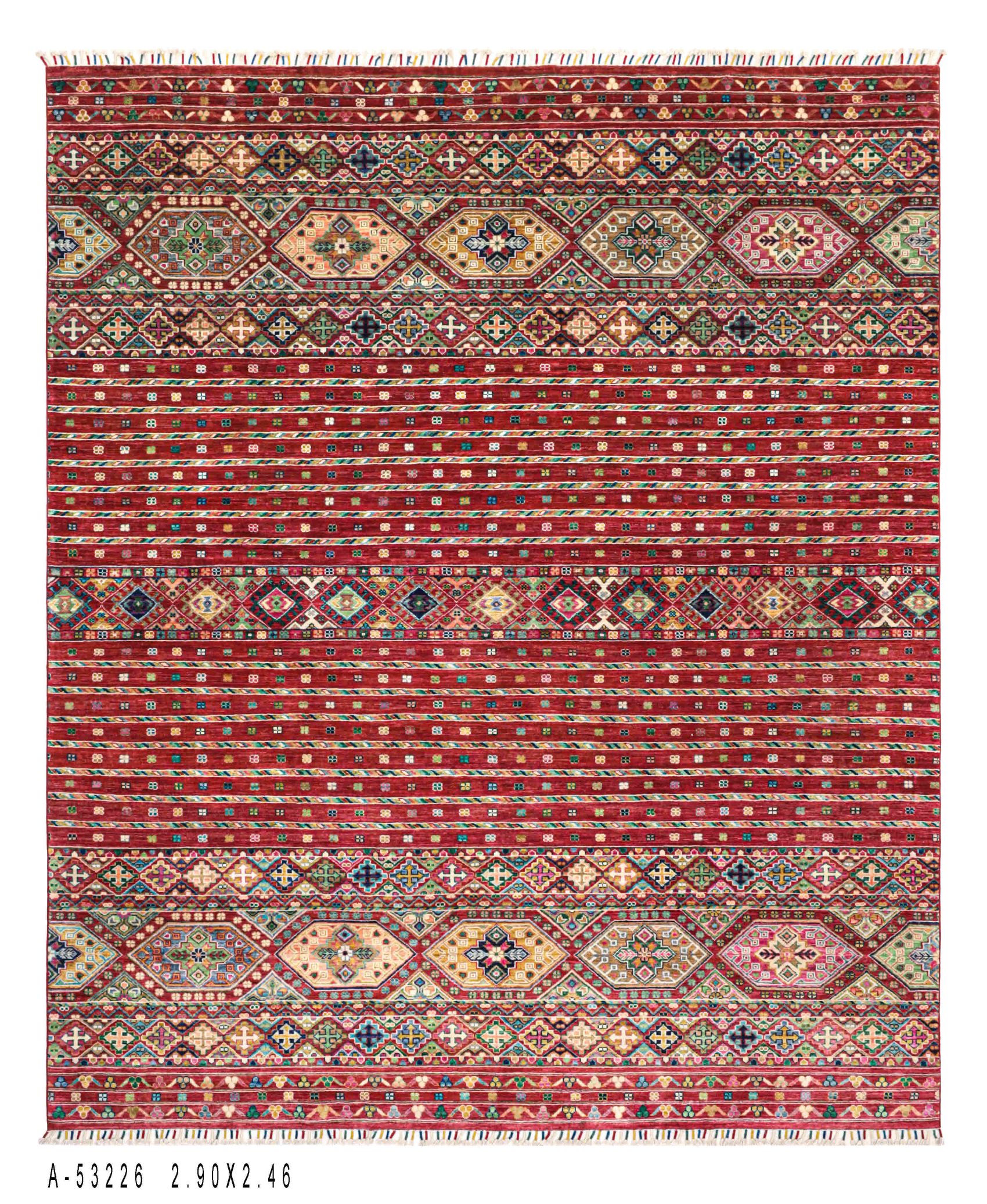 Handmade, Full Design Khorjin Afghan Knot  Carpet, Original Handwoven, Natural 9.51"X 8.07" (ft)
