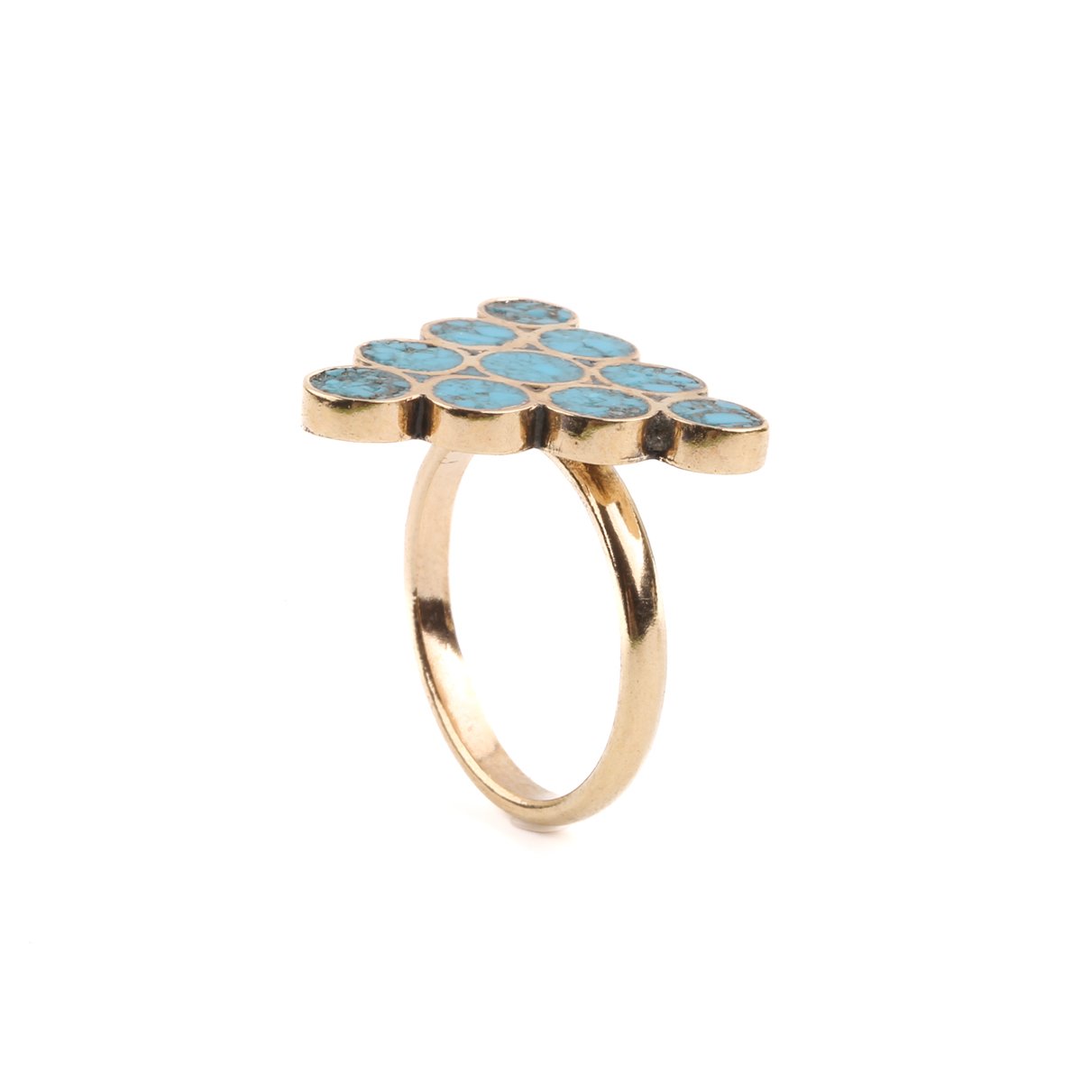 Turquoise Gold Plated Ring | Brass Triangle Ring