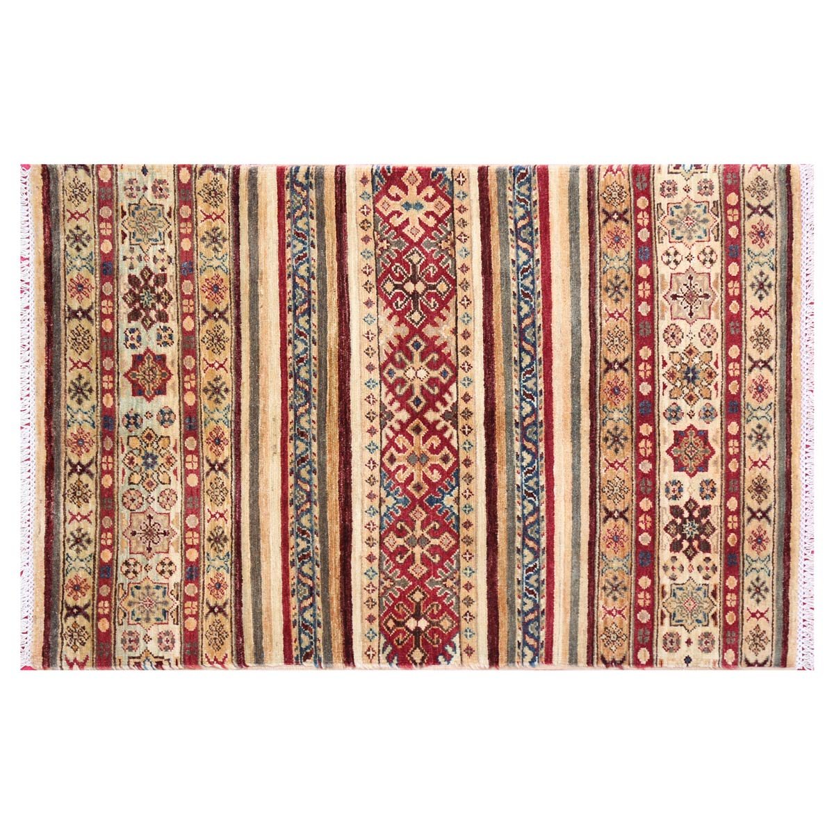 Mirror Design Handmade Carpet| Best Selling Afghan Carpet 3' 5" X 2' 5" 