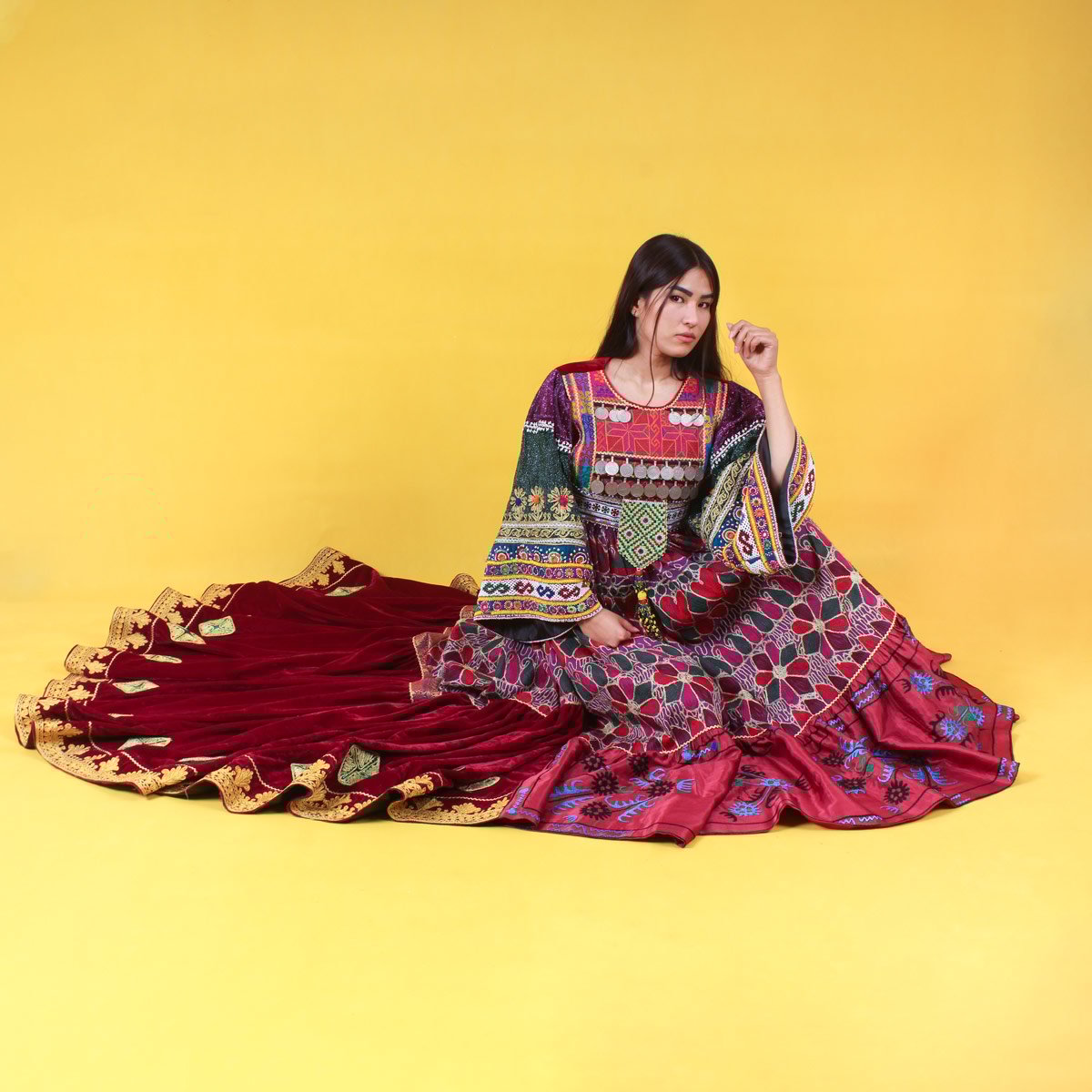 Red Gand e Afghani Long Dress | Afghan Wedding Dress