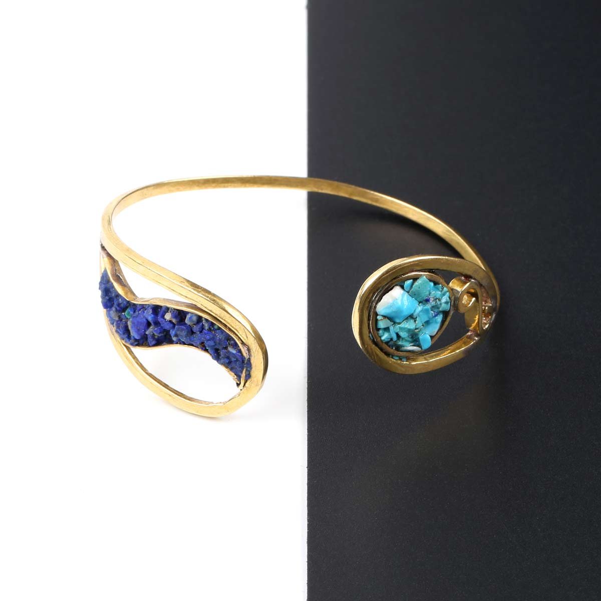 Gemstone Bangle Bracelet | Bronze Cuff Bracelet  