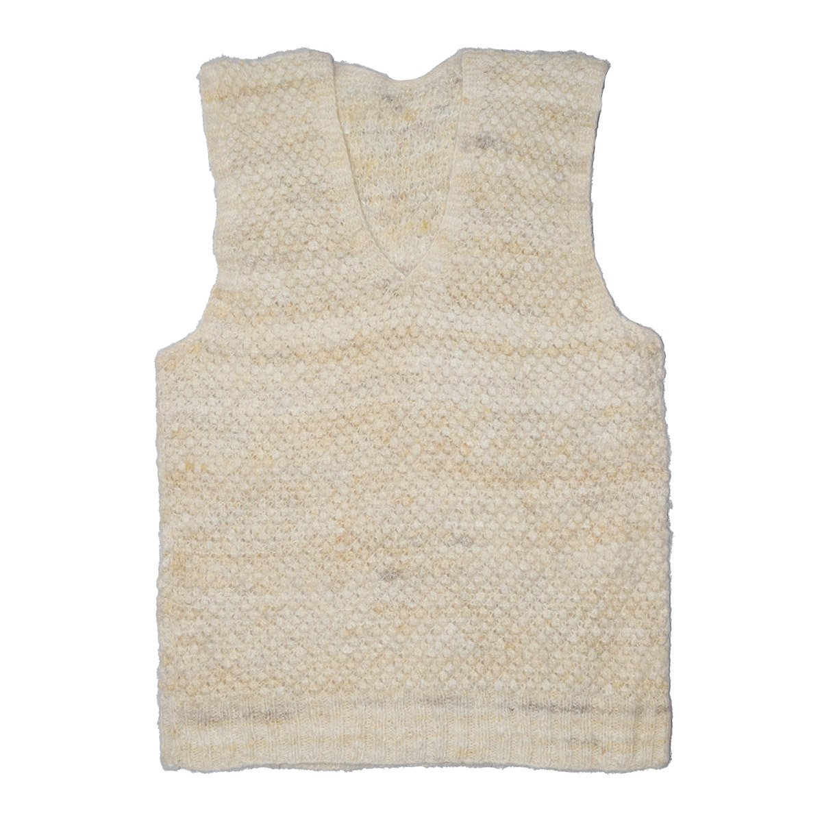 Woolen Sleeveless Jacket | White Hand-Knitted Sweater 