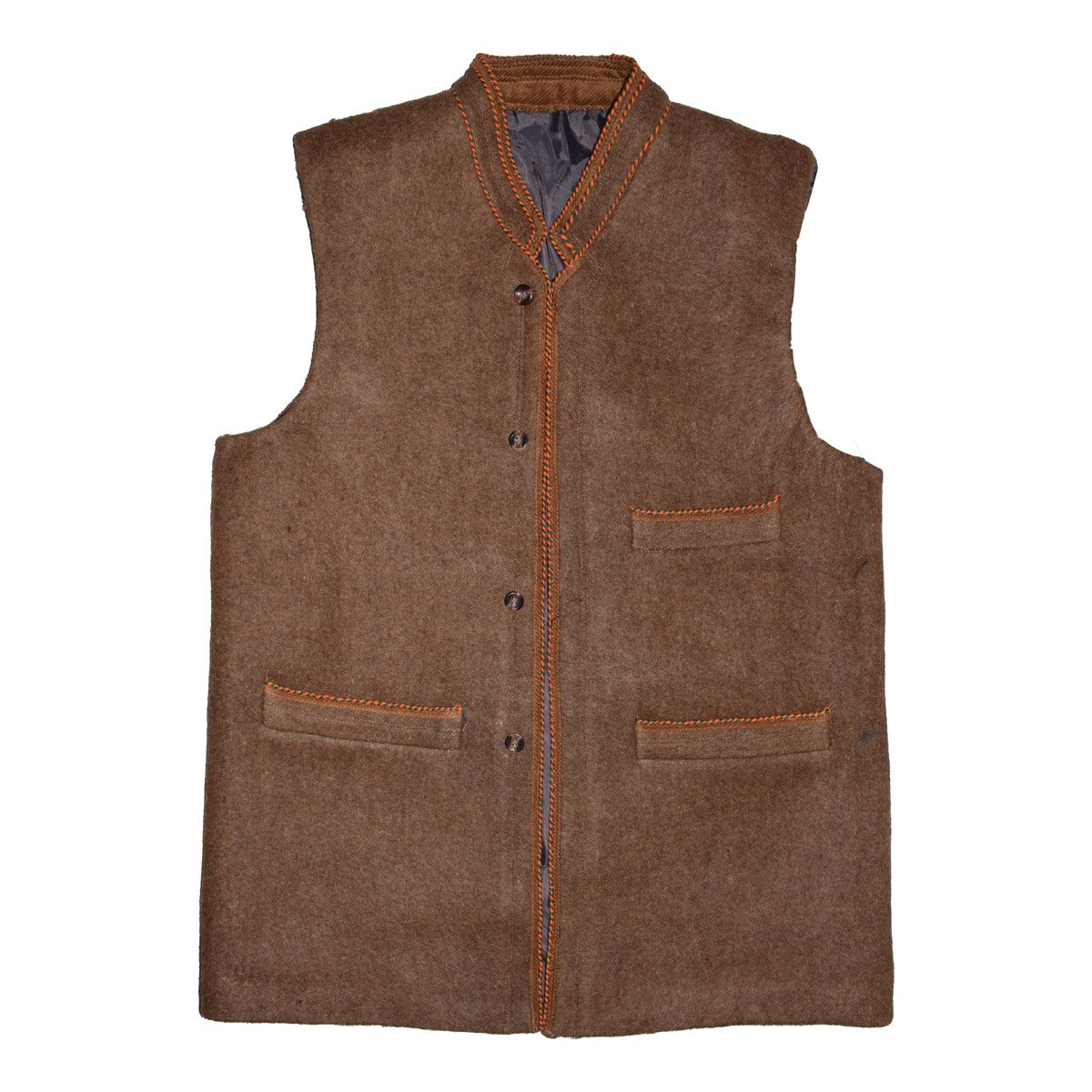 Handmade Barak Vest | Brown Stripe Border Vest