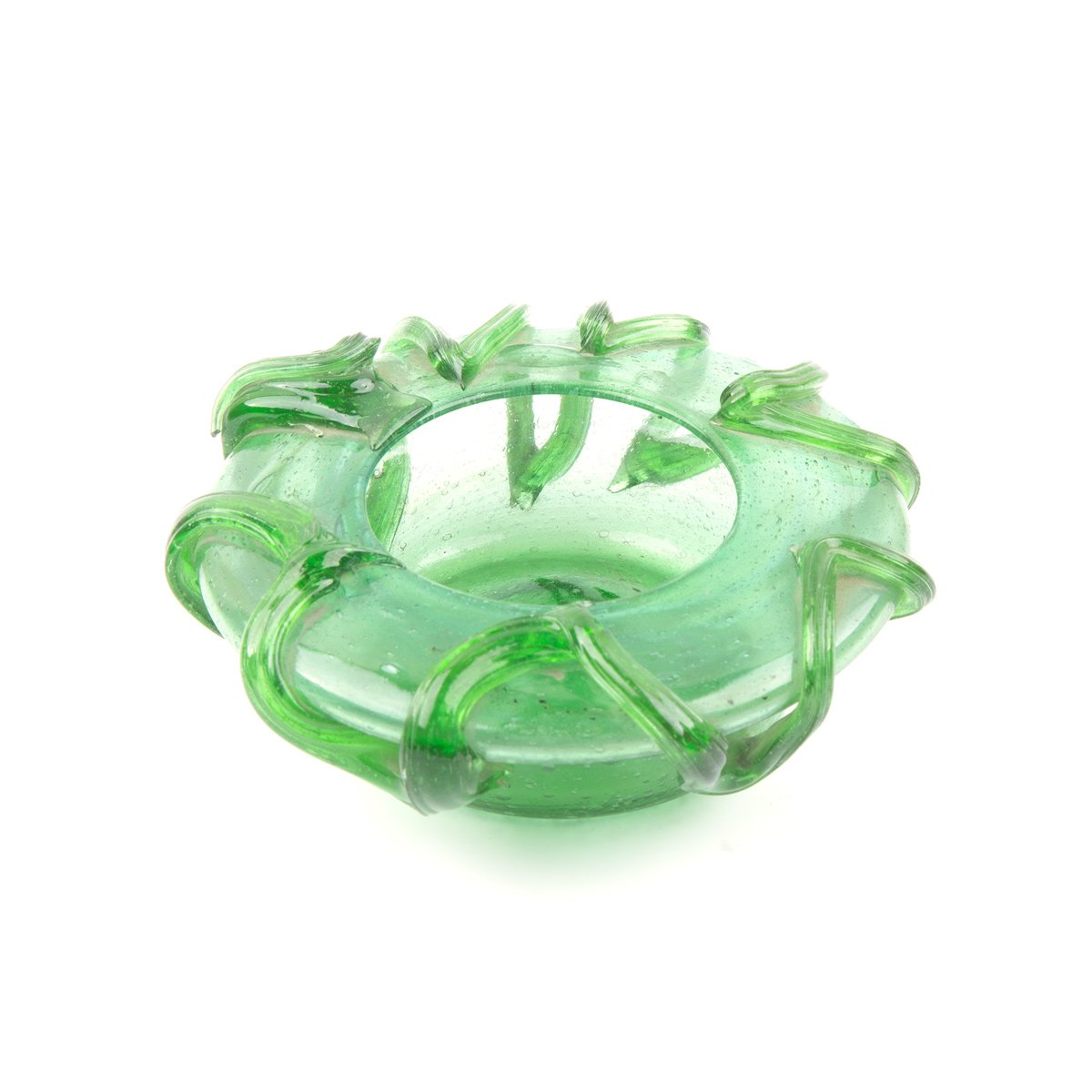 Green Engraved Glass Ashtray | Handmade Ashtray