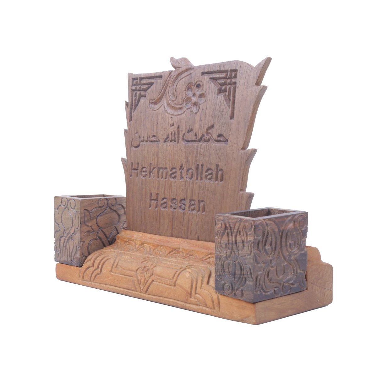 Cedar & Walnut Name Stand | Wooden Desk Name Stand