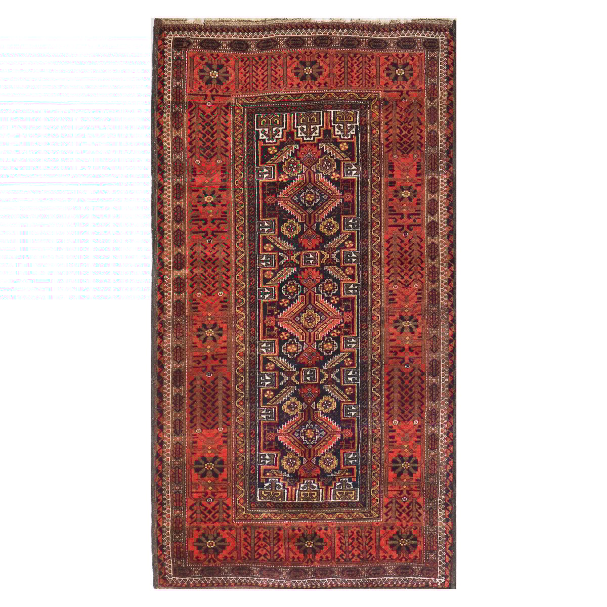 Handwoven Orange Geometric Area Rug | 6' 0" X 3' 2"