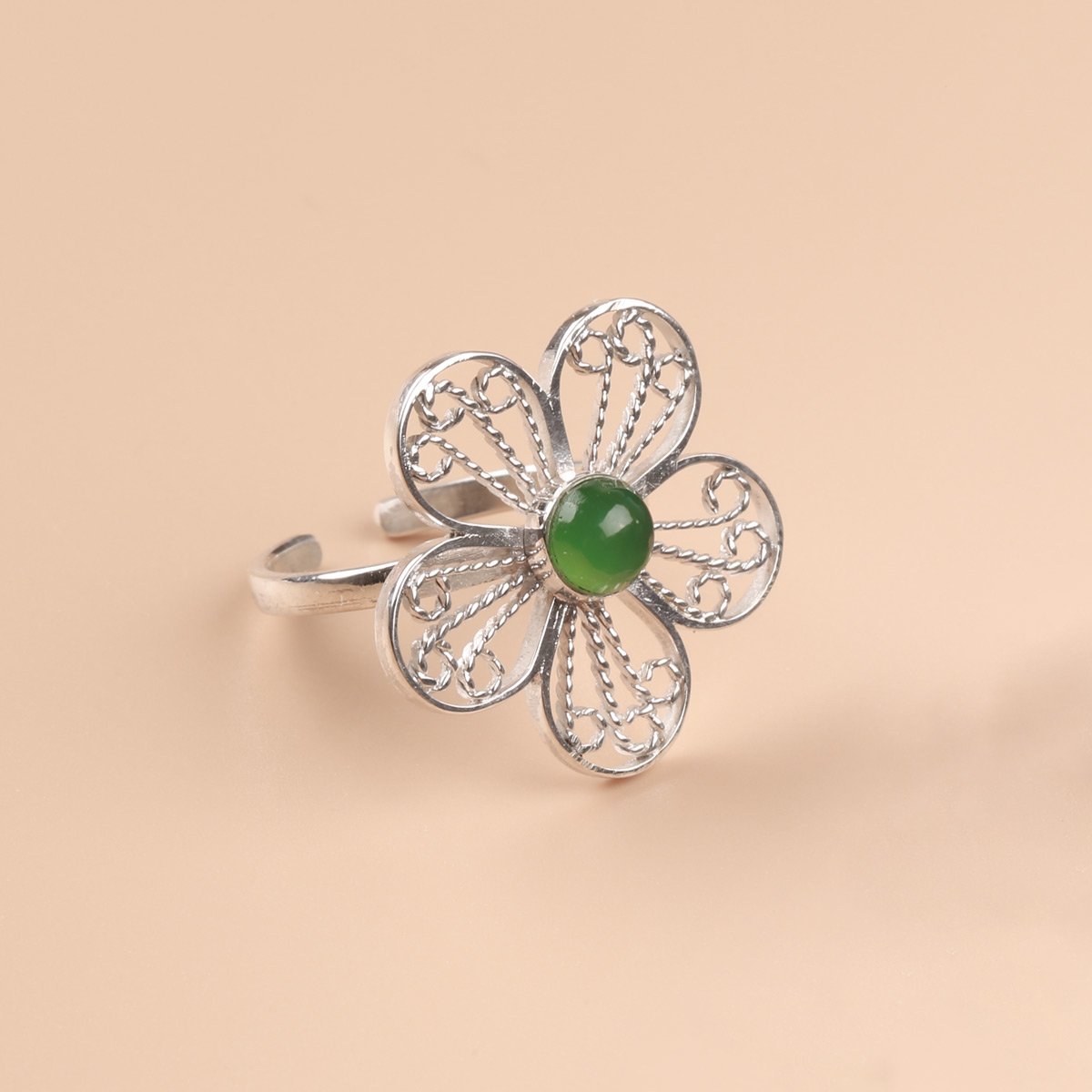 Flower agate ring| Women's Handmade Ring