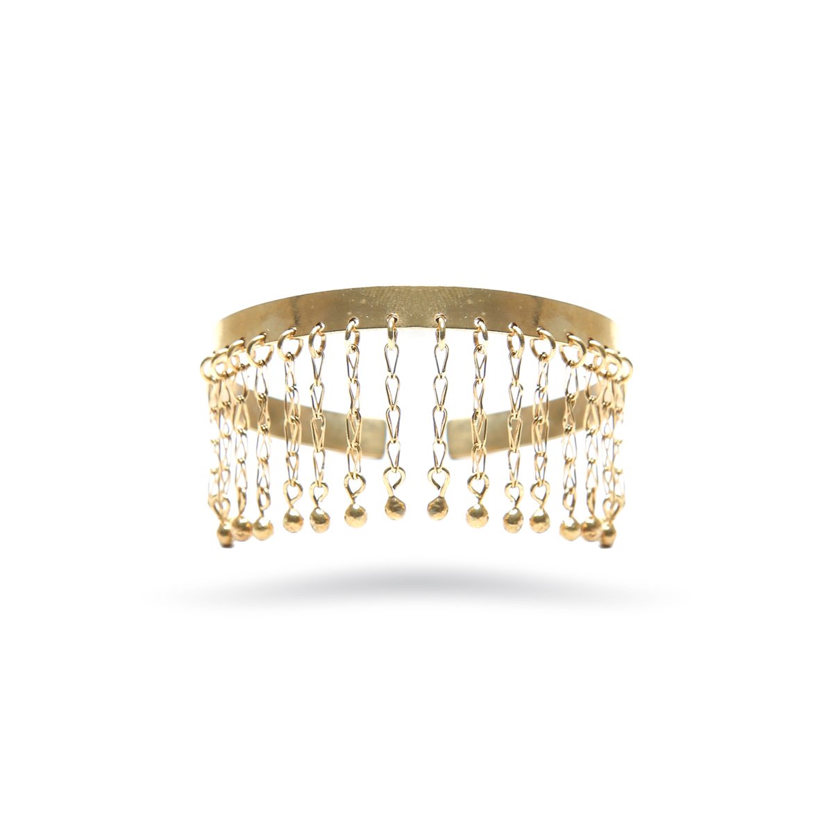 Turkmen Brass Charm Bracelet | Gold Plated Cuff Bangle Bracelet 