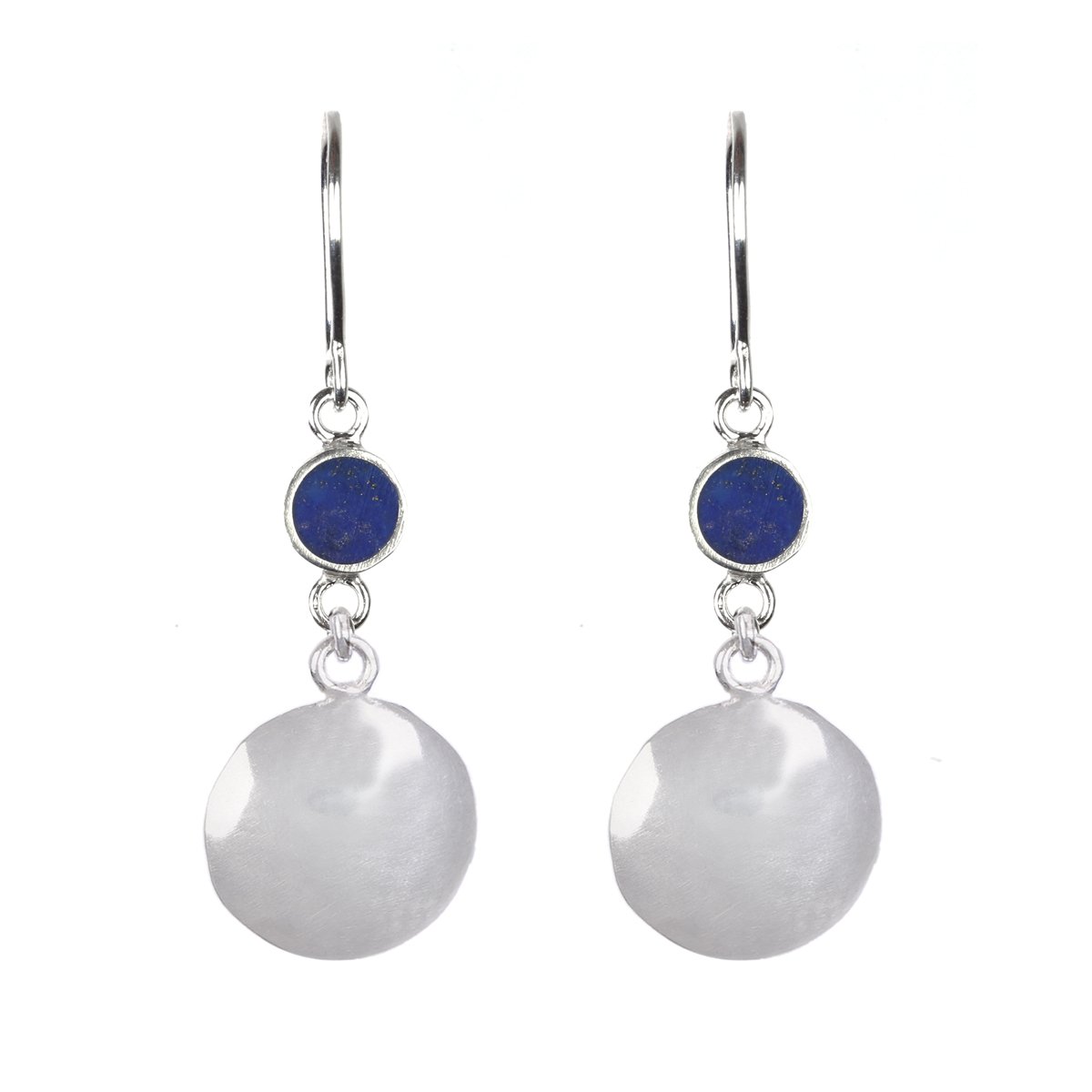 Lapis Lazuli Silver Dangle Earrings | Drop Wire-Hook Earrings 