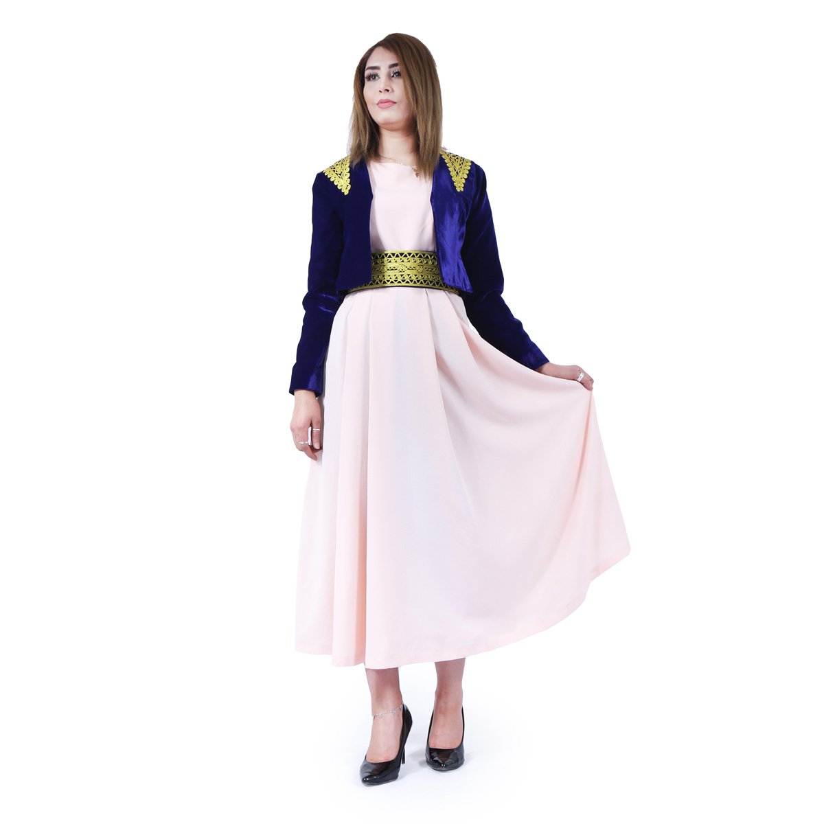 Georgette Frock with Velvet Jacket | Modern Casual Wear Dress