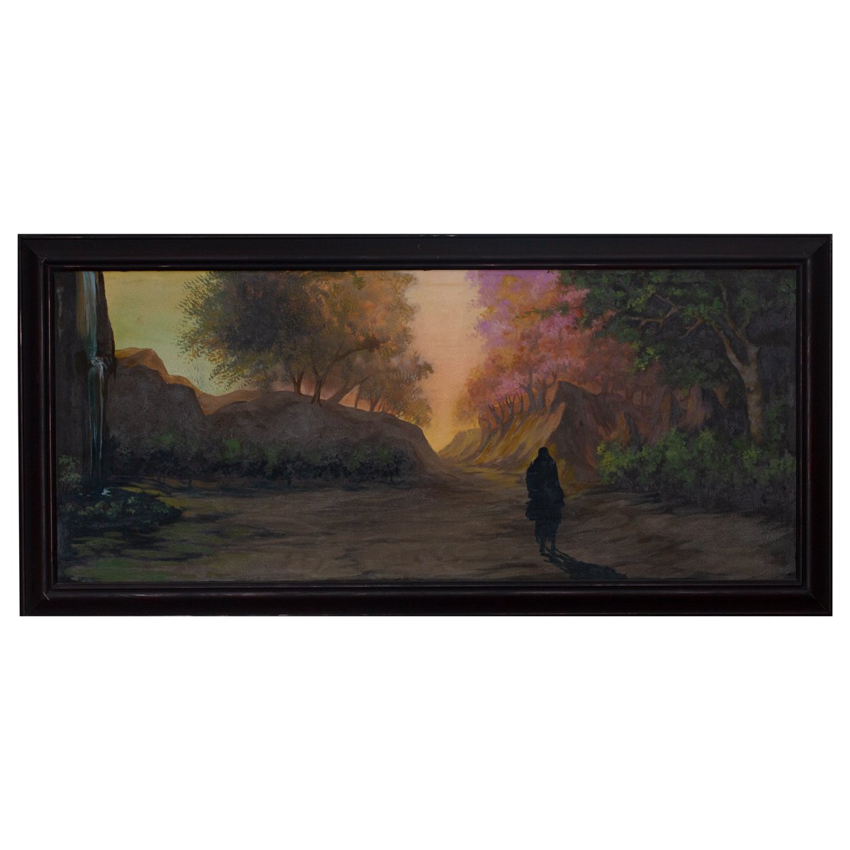 Forest Scene Oil Painting | Tree Field Mountain Artwork