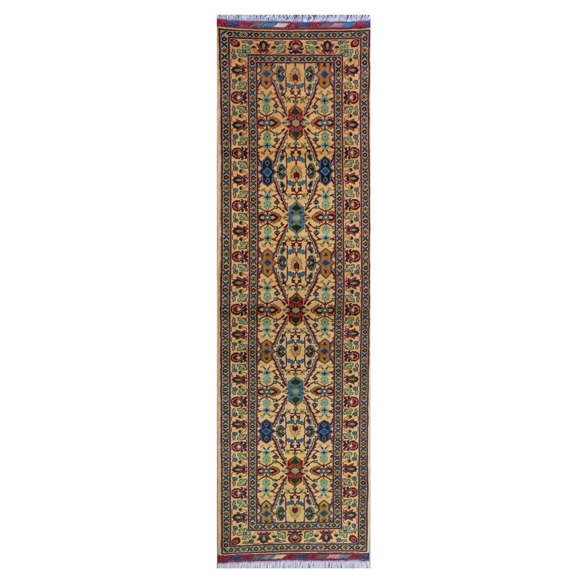 Handwoven Merino Fiber Runner Rug | Turkmen Knot Rug  24' 8" x 37' 8" (ft)
