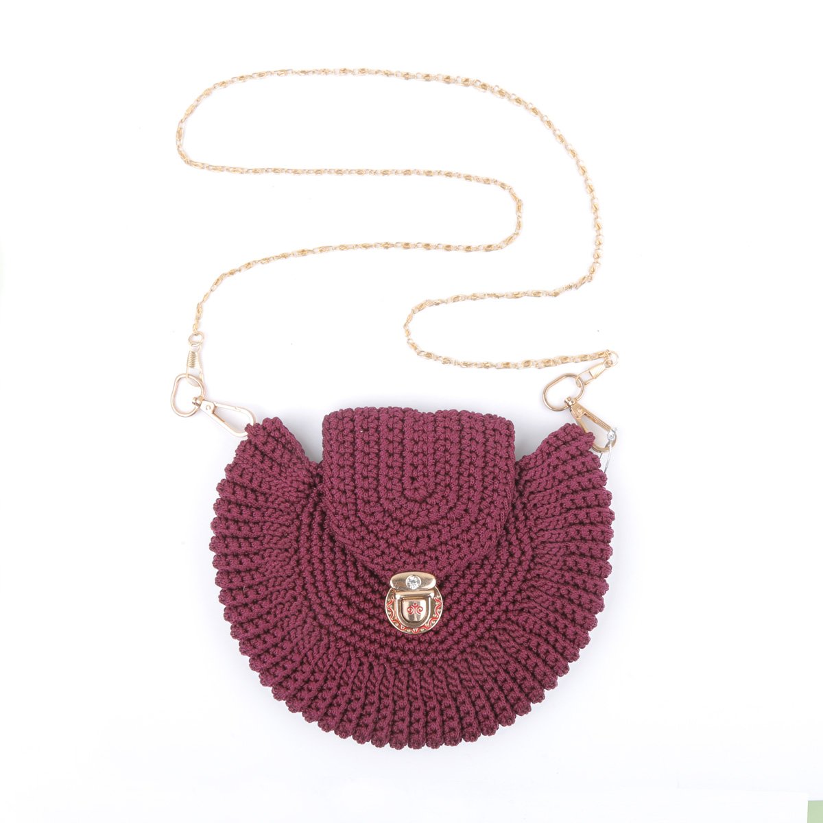 Rosewood Hand-knitted Pocketbook Bag | Chain Strap Shoulder Bag