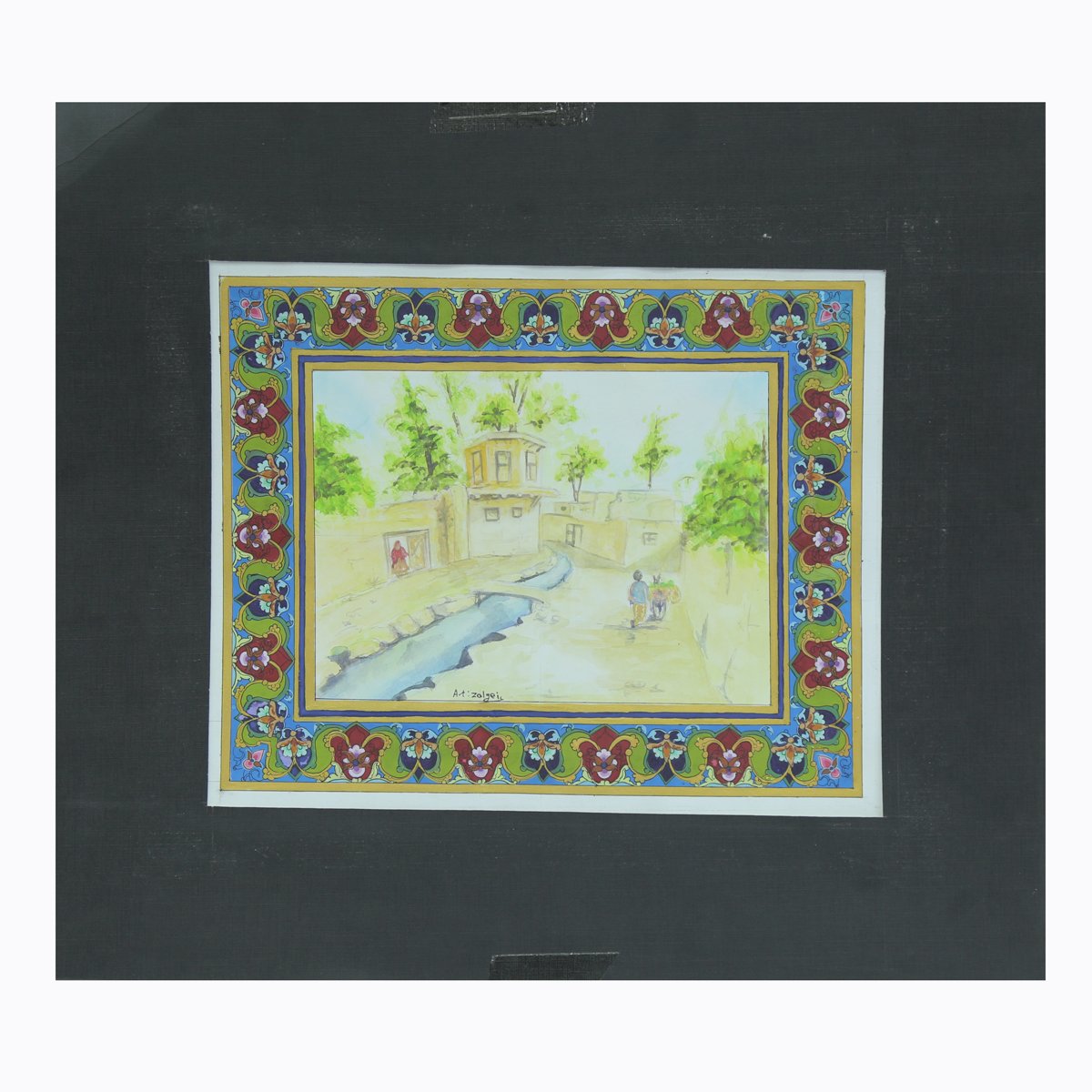 Landscape Painting of Village Street | Sunny Rural Life Artwork 