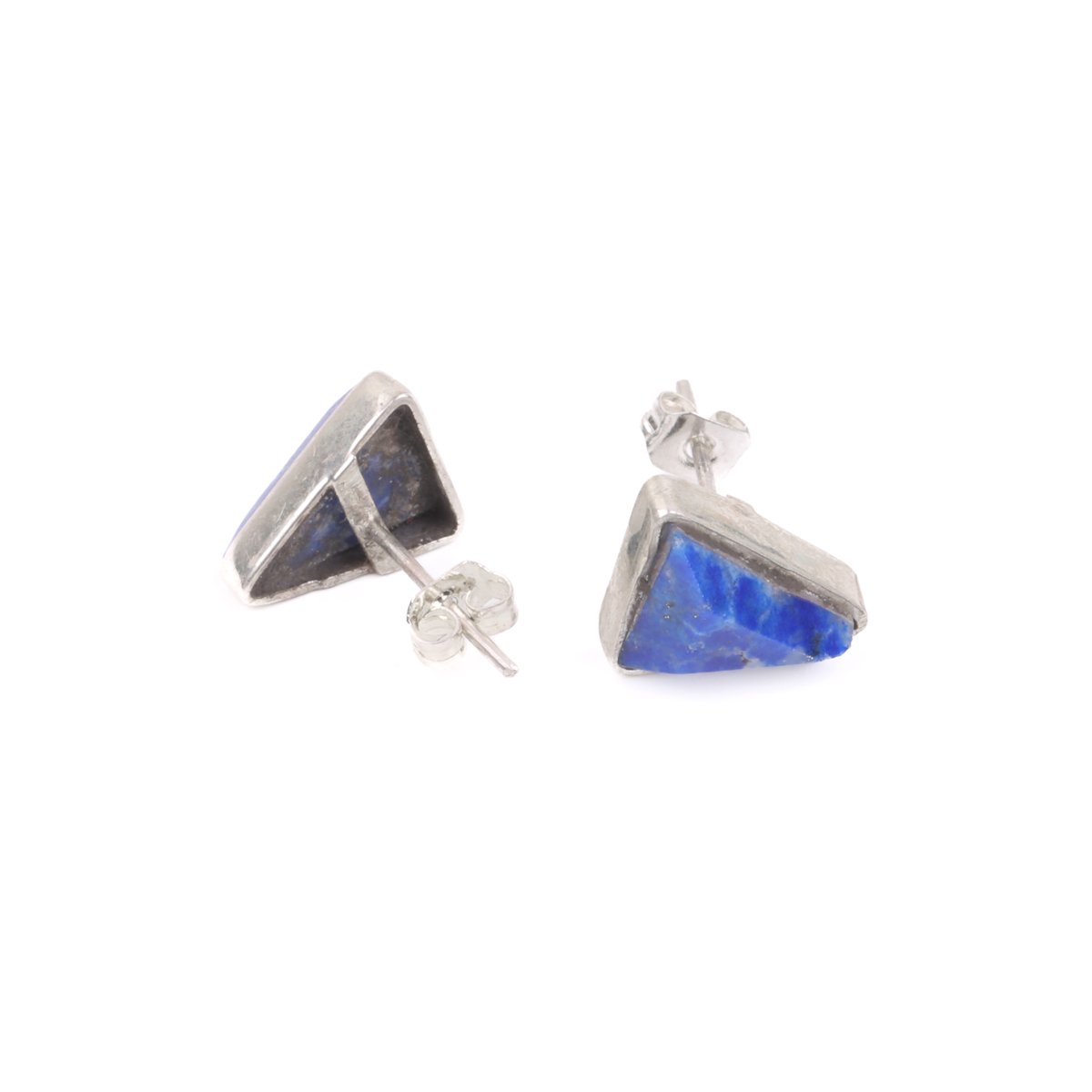 Lapis lazuli Studs | Silver Trillion Studs