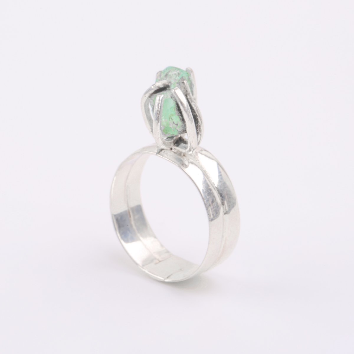 Panjsher Emerald Ring | Traditional Silver Ring 