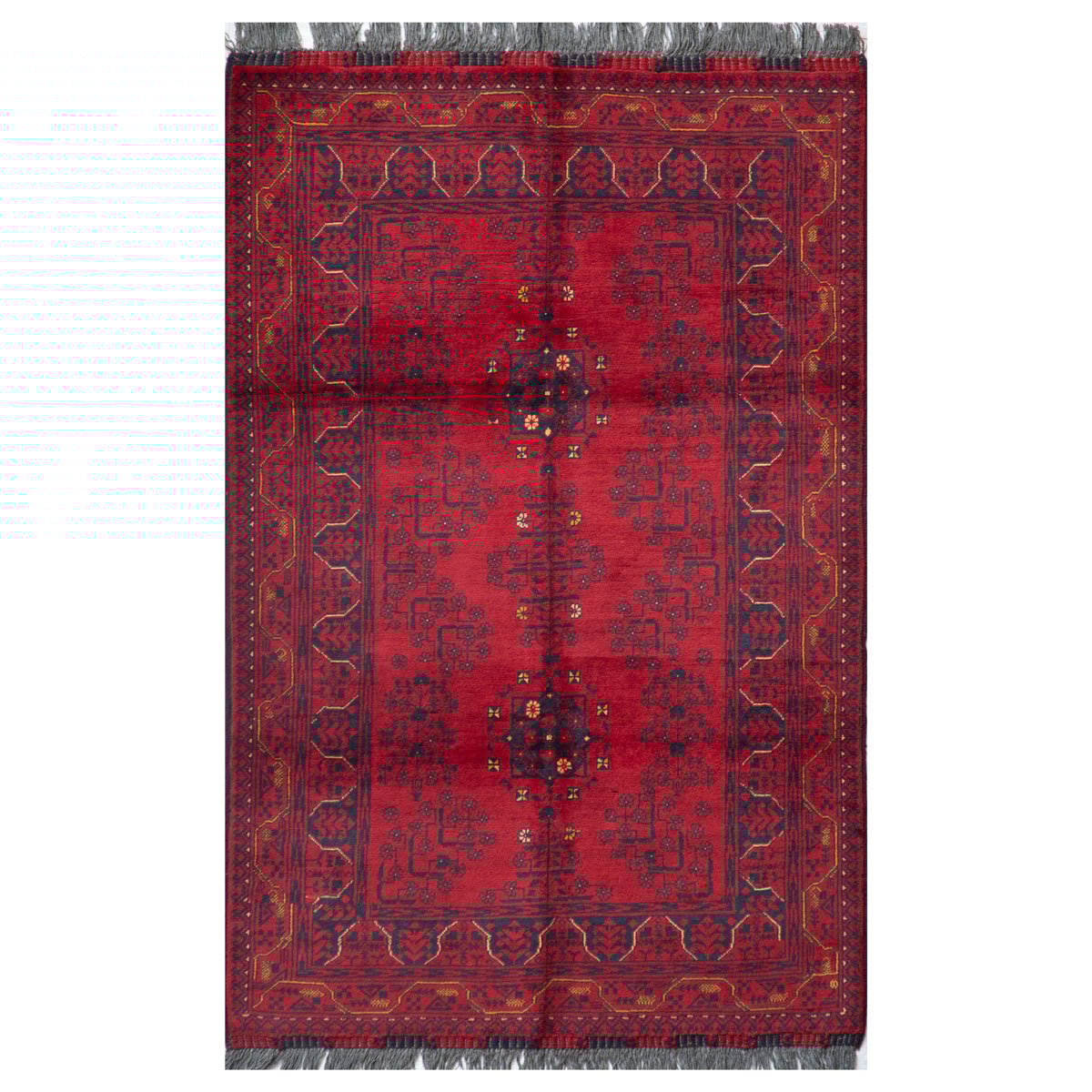 Antique Qundozi Firebrick Handwoven Red Area Rug | 4' 7" X 3' 1"