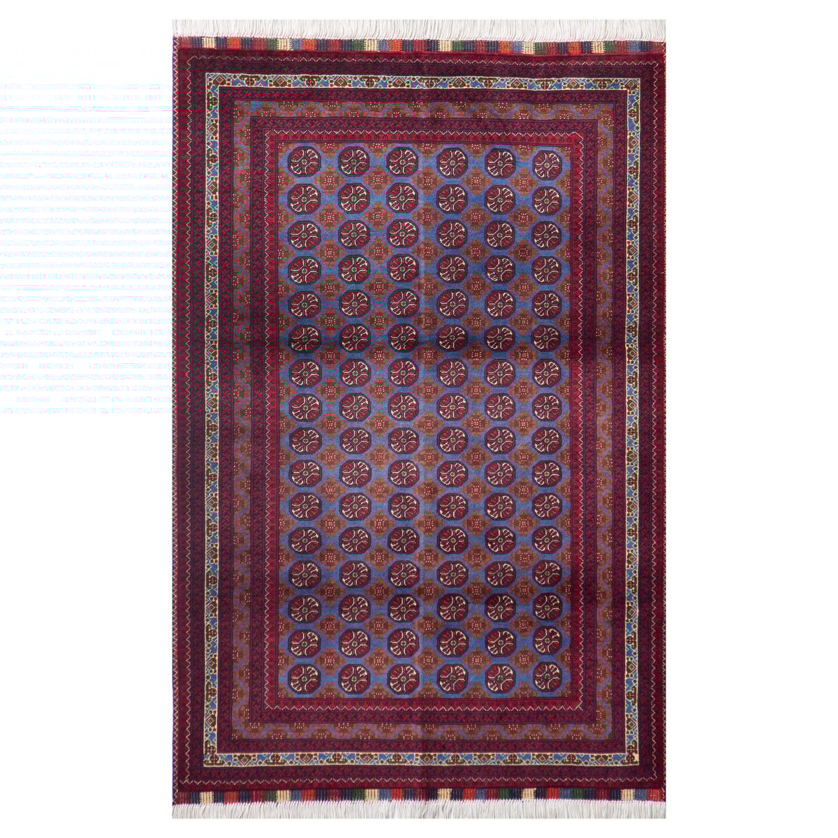 Afghan Mauri Firebrick Design Handwoven Dark Red Area Rug | 4' 9" X 3' 3"