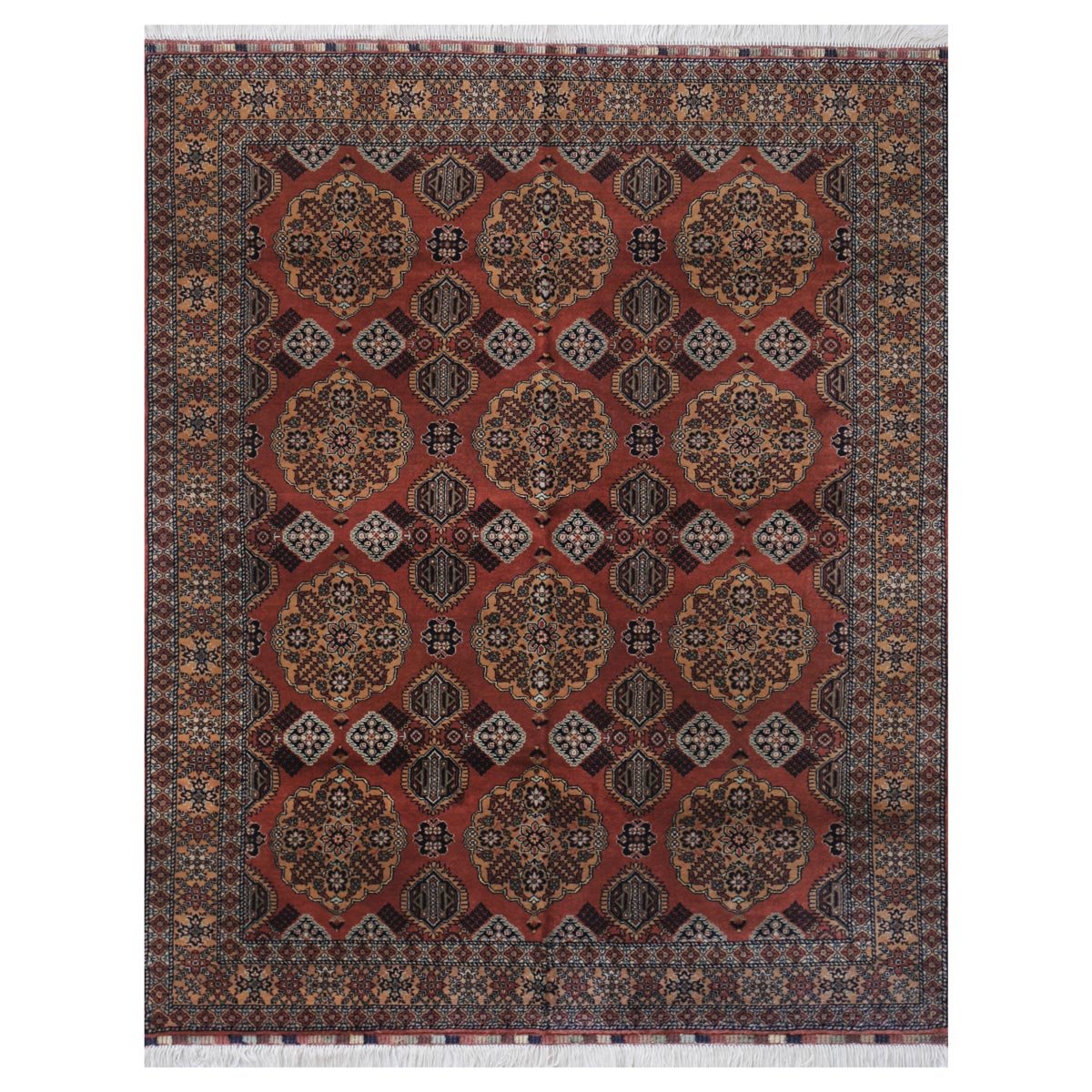 Red Patnosi Design Handwoven Carpet | 6' 4" X 5' 2" 