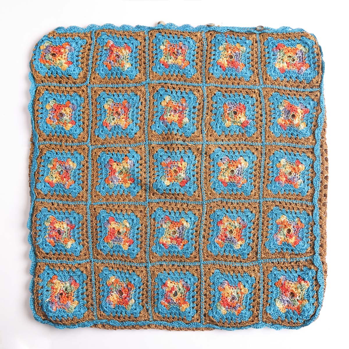 Handknitted Pillow Case | Square Pattern Embroidered Pillow Cover 