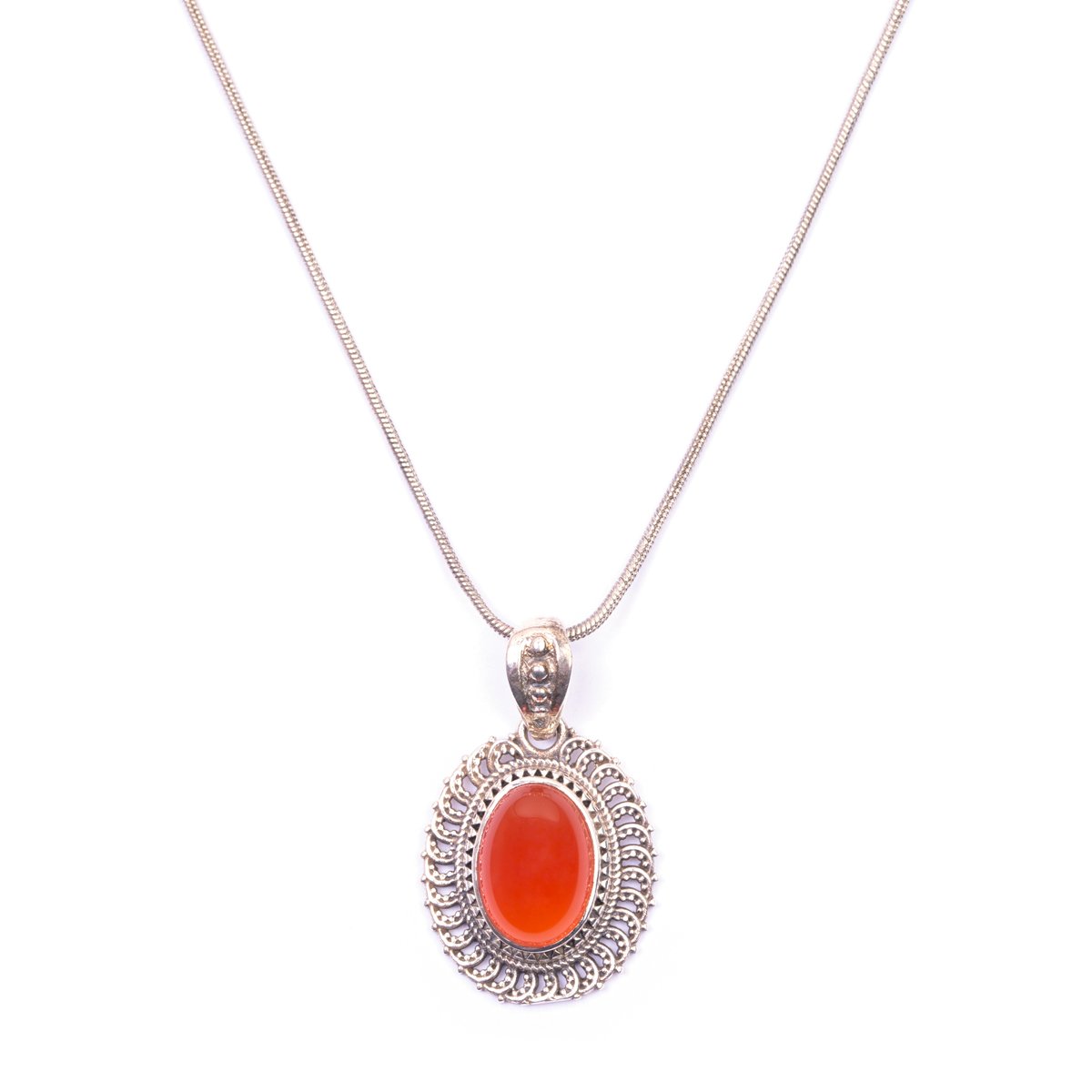 Orange Agate Pendant | Silver Drop Locket 