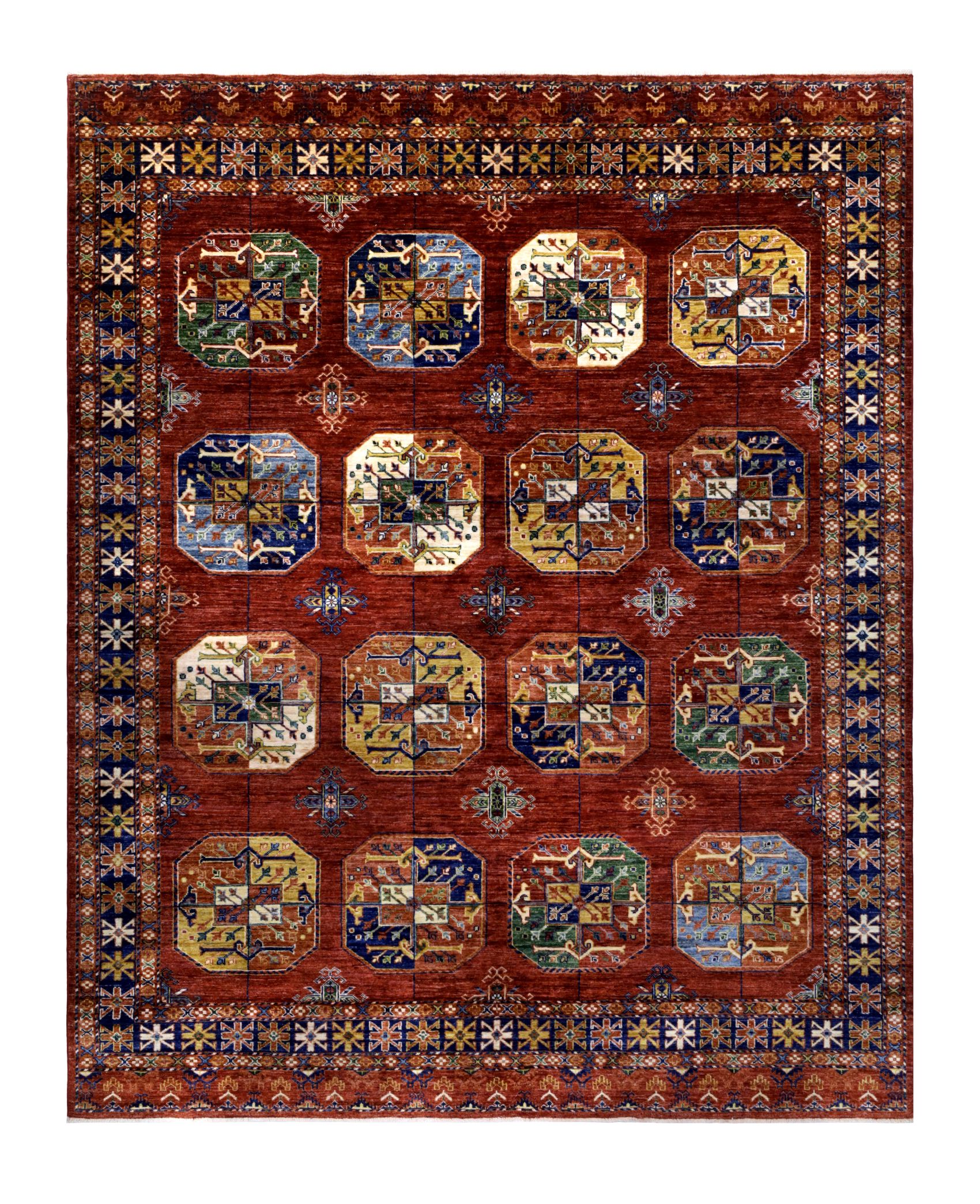 Handmade, Elephant Feet Afghan Knot Carpet, Original Handwoven, Natural  9.97" X 8.13 (ft)