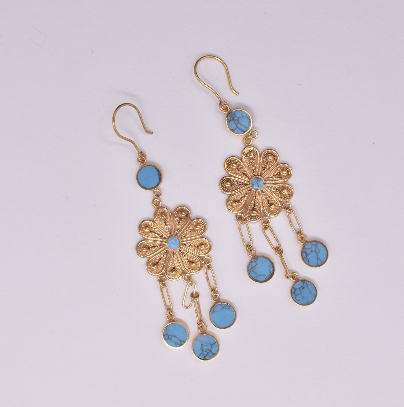 Fillegri Earrings Firuza stone, handmade gift 