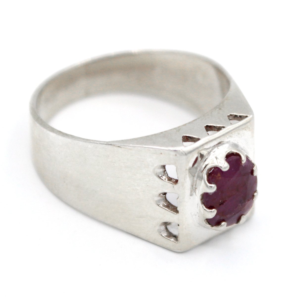 Red Ruby Silver Ring | Vintage Gold Plated Ring