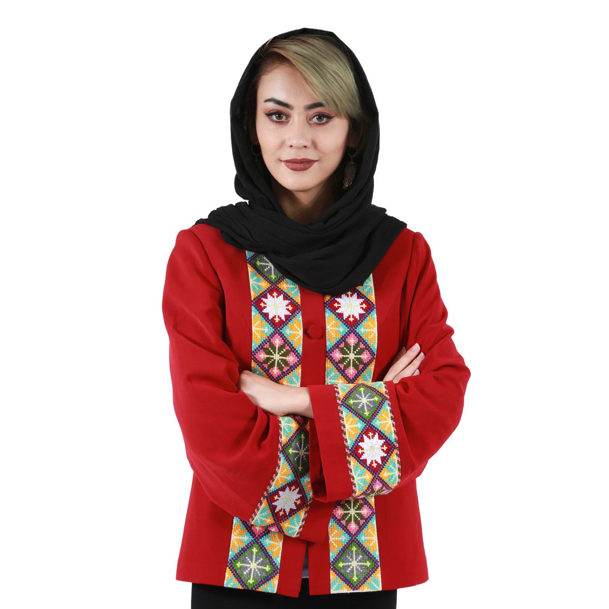Afghan Design Official Short Coat | Front and Sleeves Embroidered Cotton Coat 
