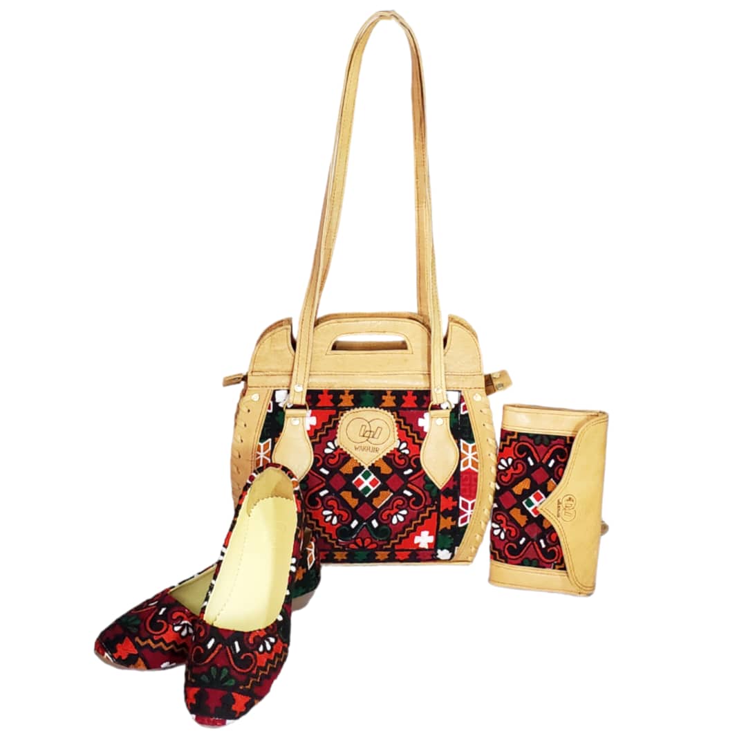 Handcrafted Leather Matching Bag, Purse, & Shoes | Cream Satchel Bag, Envelope Purse, Flat Shoes