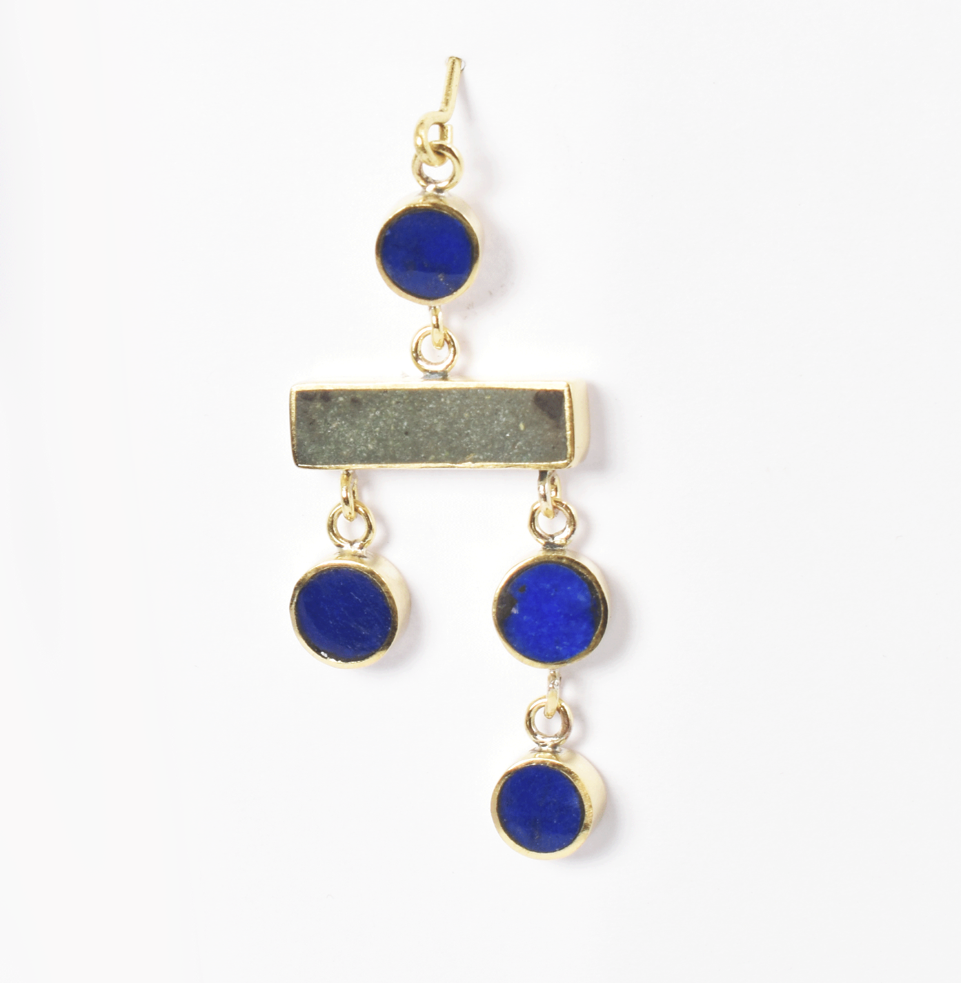 Turquoise Gold Plated Hook Earrings | Brass Rectangle Style Dangle Earrings 