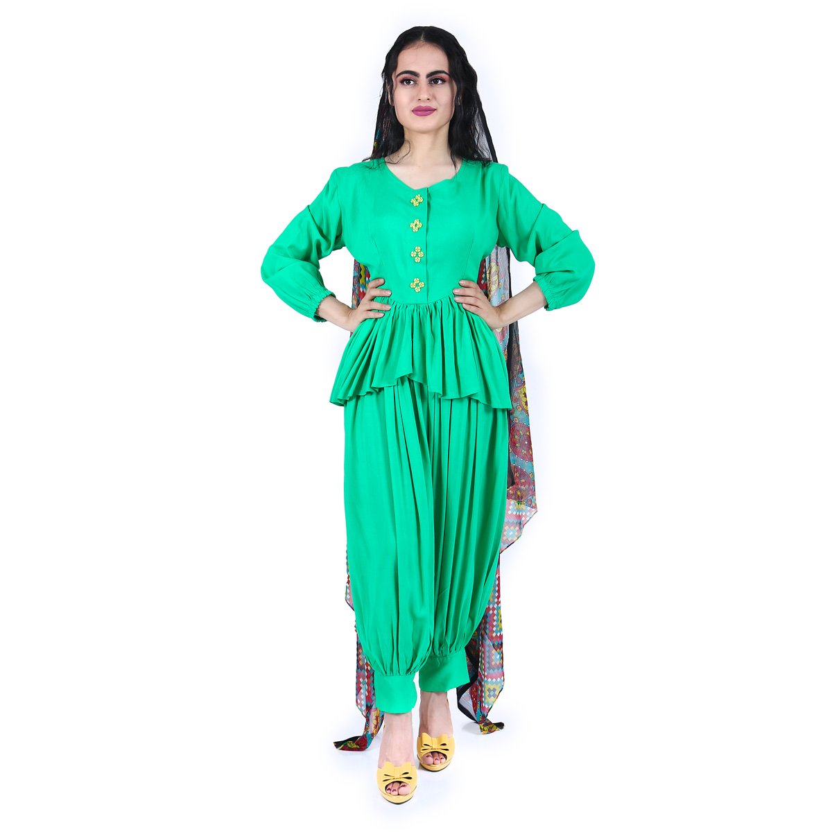 Light Green Silk Casual Dress
