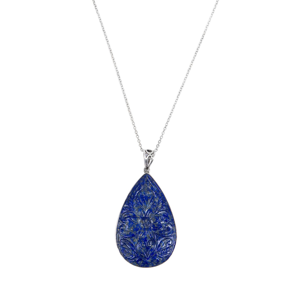 Lapis Lazuli Teardrop Pendant | Silver Pear Locket 