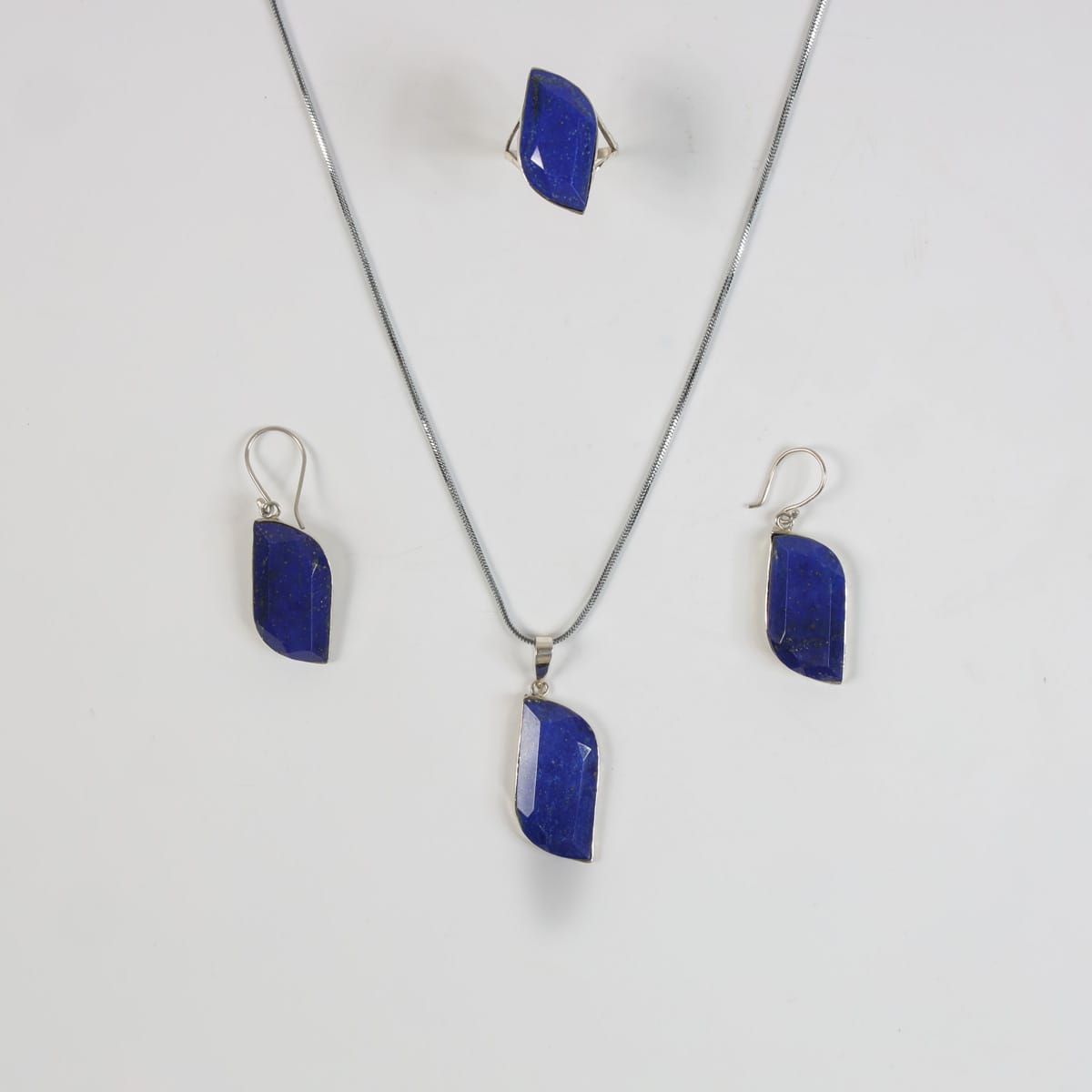 Lapis Set, necklace stone, ring, earrings lightweight 6