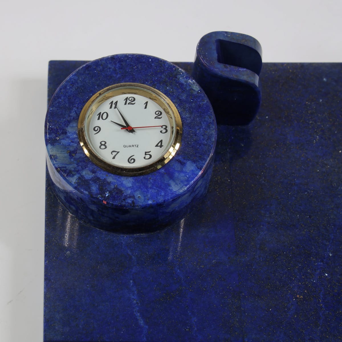 Luxury Lapis Lazuli Desk Set with Clock & Pen Holder - Handcrafted 1