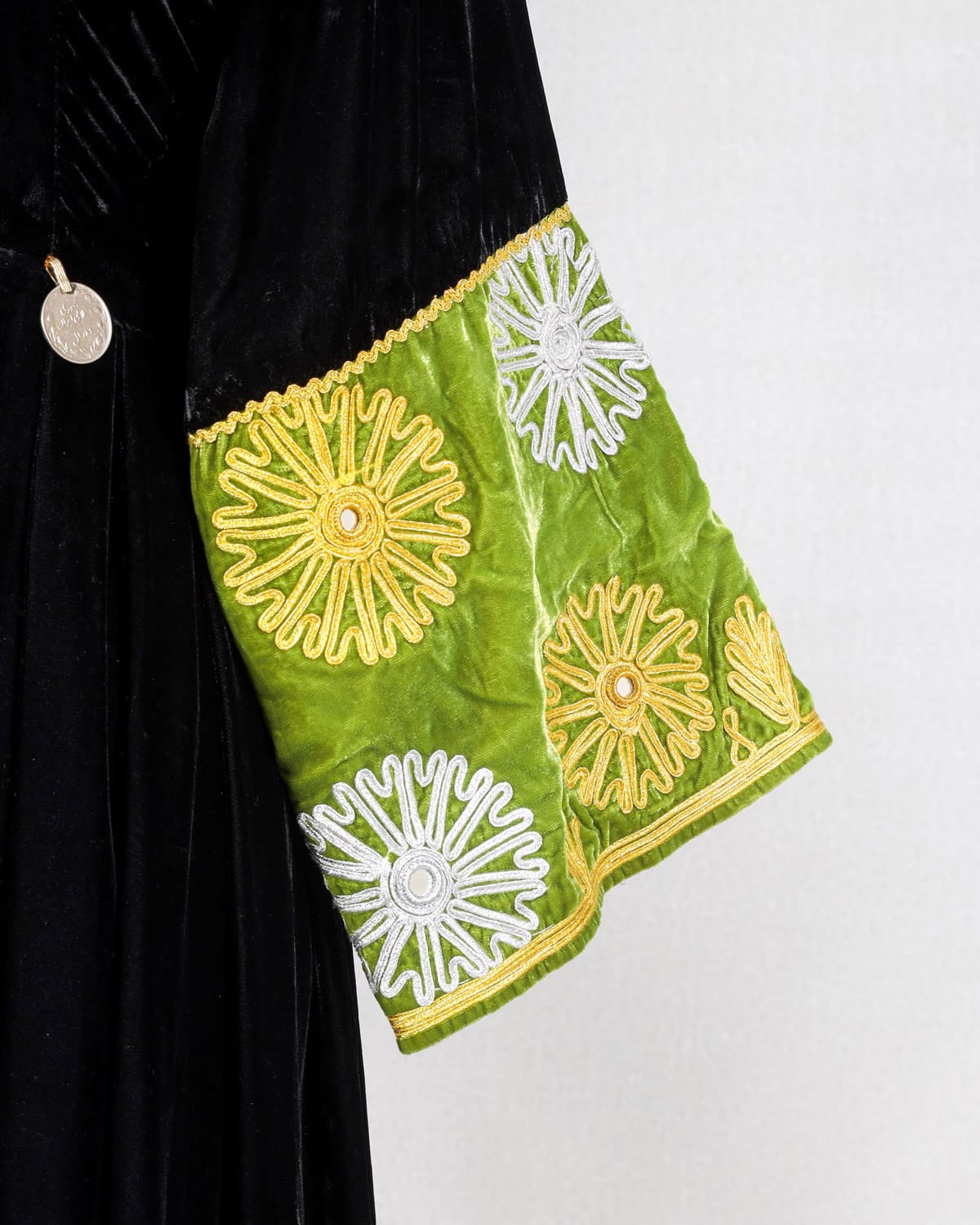 Velvet silk dress, Black and green color 6
