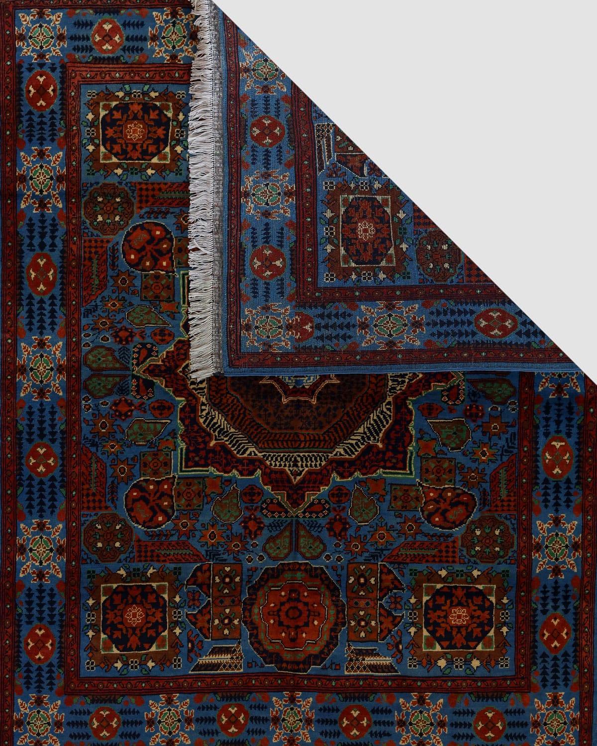 Mamluk Design Handmade Wool Rug - Blue Aseel Afghani Rug 1